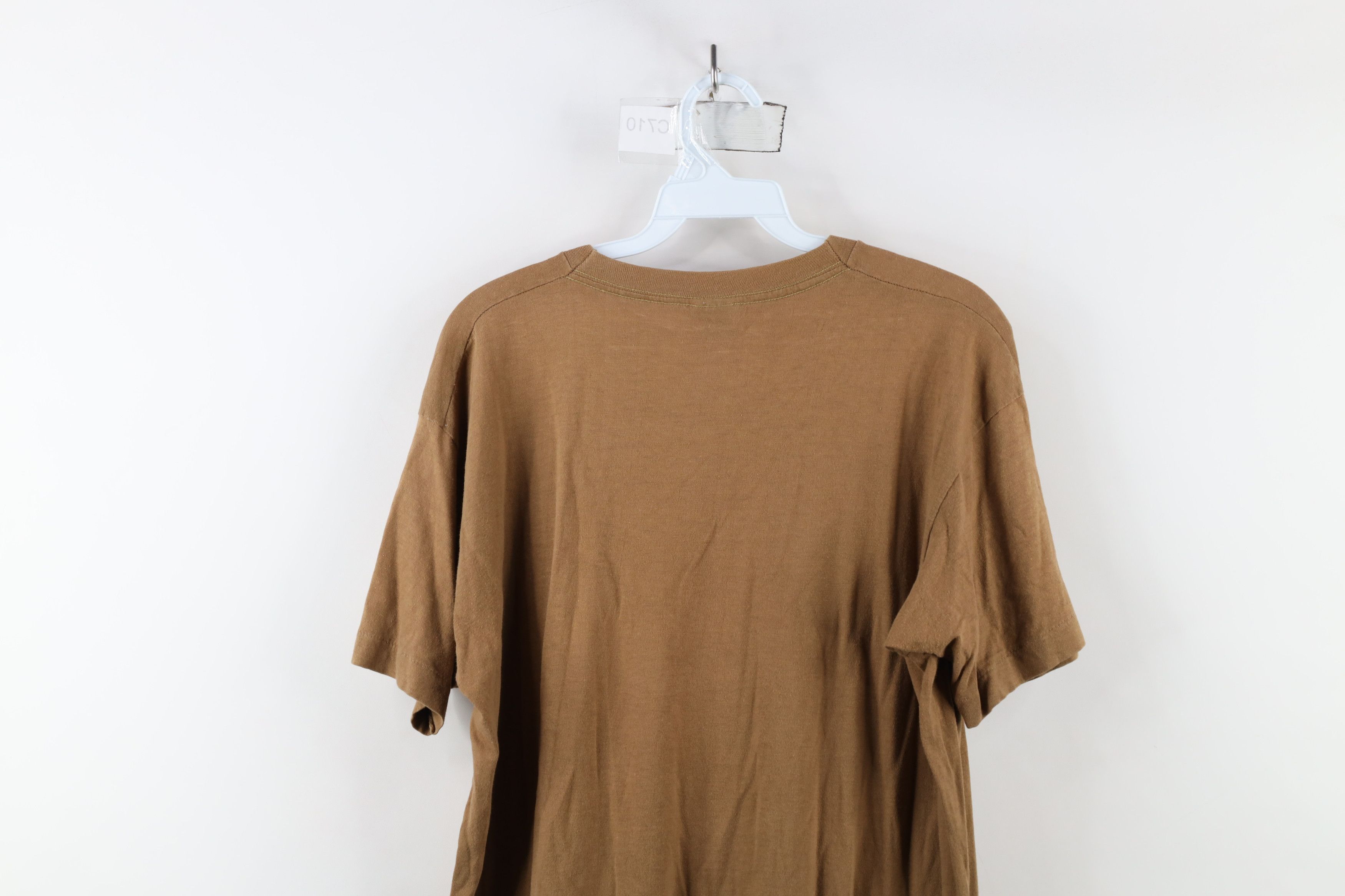 Vintage Vintage 90s Streetwear Blank Combed Cotton T-Shirt Brown USA Size US L / EU 52-54 / 3 - 11 Thumbnail