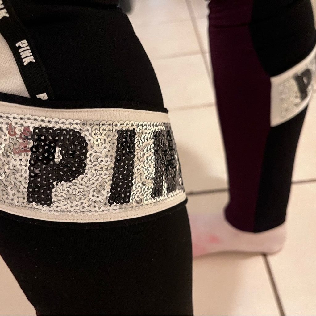 Victoria's Secret HTF Victoria's Secret Sequin bling burgundy skinny joggers S Size 27" / US 4 / IT 40 - 5 Thumbnail