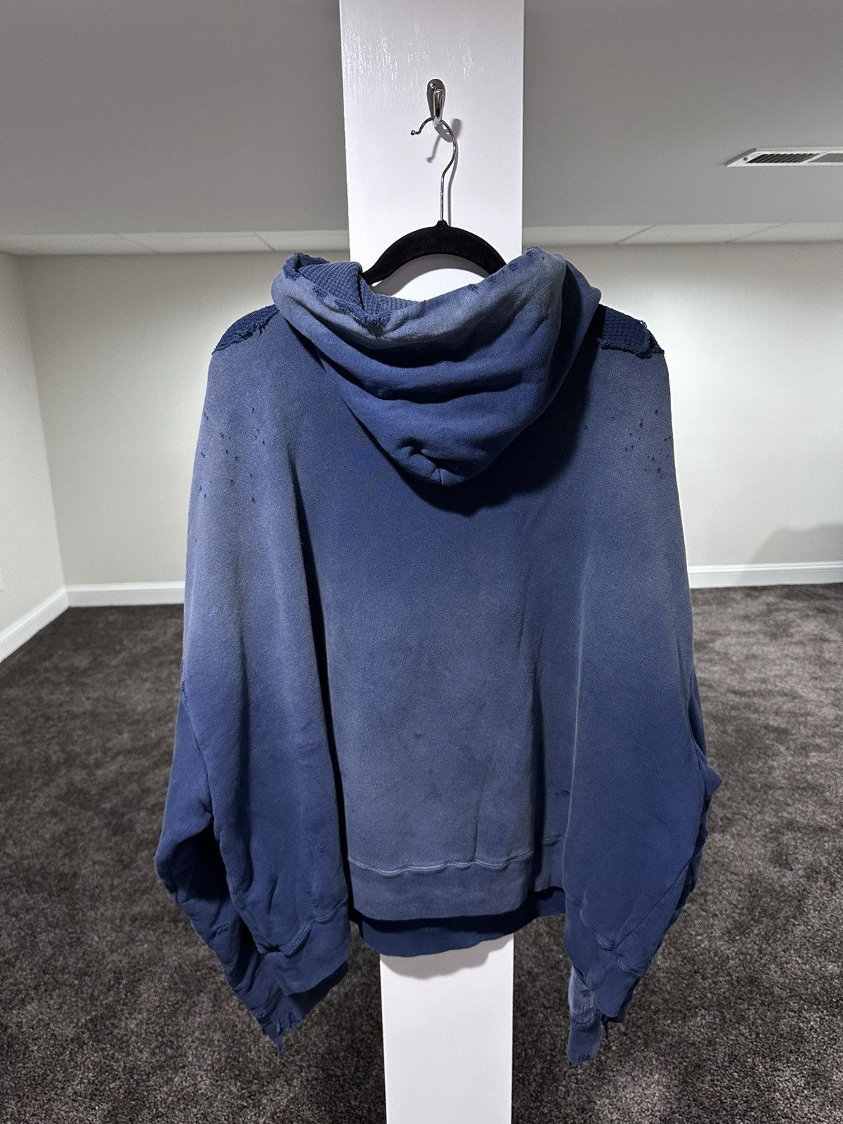 READYMADE Readymade Navy Washed Distressed Dirty Double Layered Hoodie Size US M / EU 48-50 / 2 - 2 Thumbnail