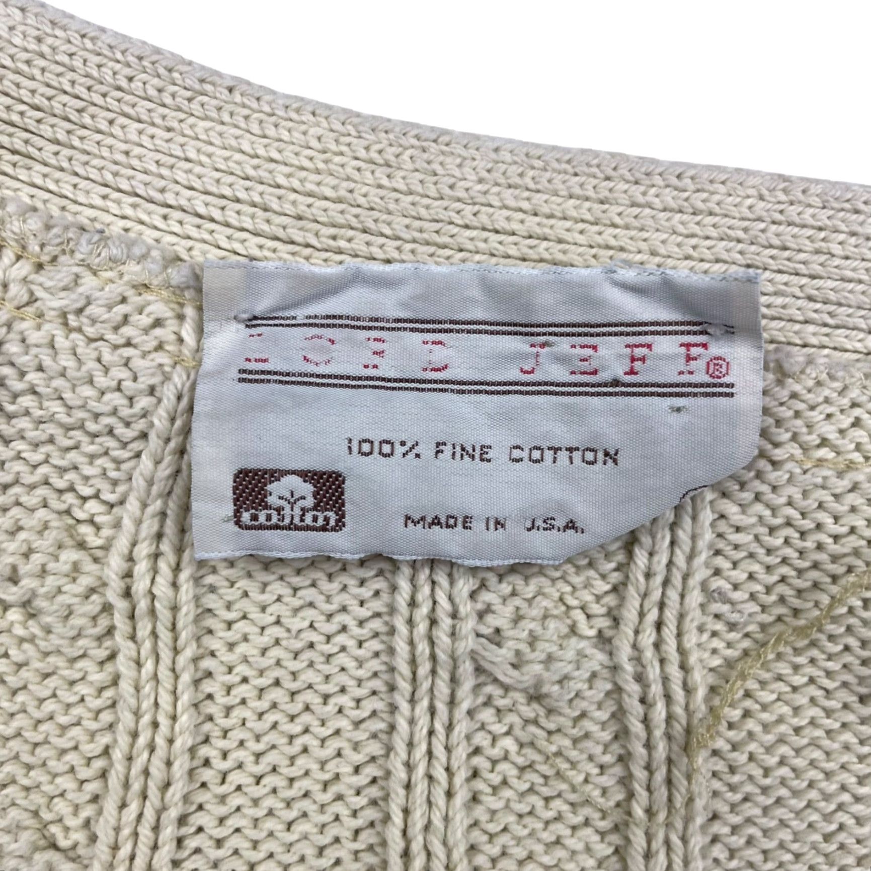 Vintage VINTAGE Lord Jeff Cardigan Sweater Mens 100% Cotton Cable-Knit Ivory Medium USA Beige Solid Size US M / EU 48-50 / 2 - 3 Thumbnail