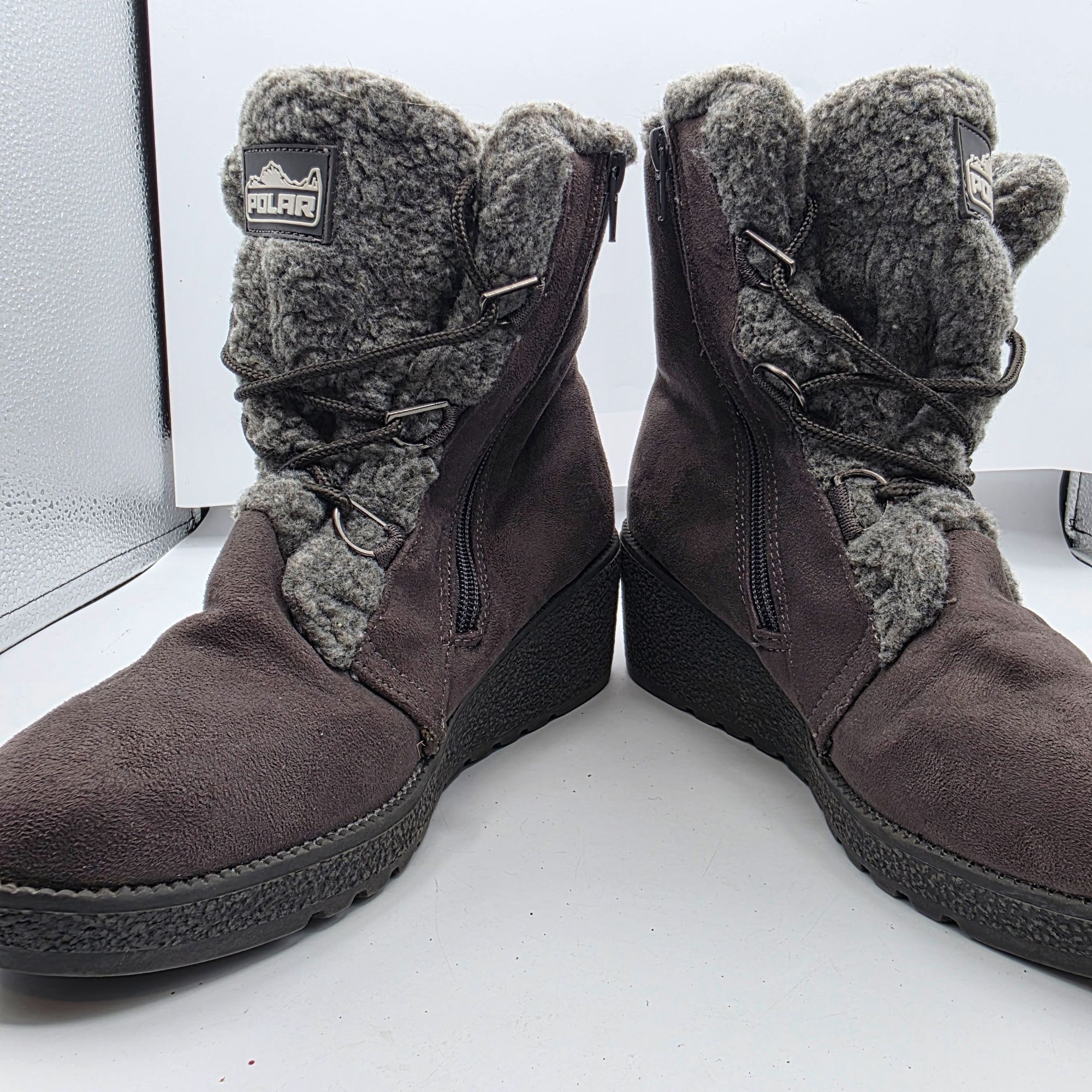 Other Polar Womens Wedge Boots Womens Size 8 Gray Brown Cozy Winte Size US 8 / IT 38 - 2 Thumbnail