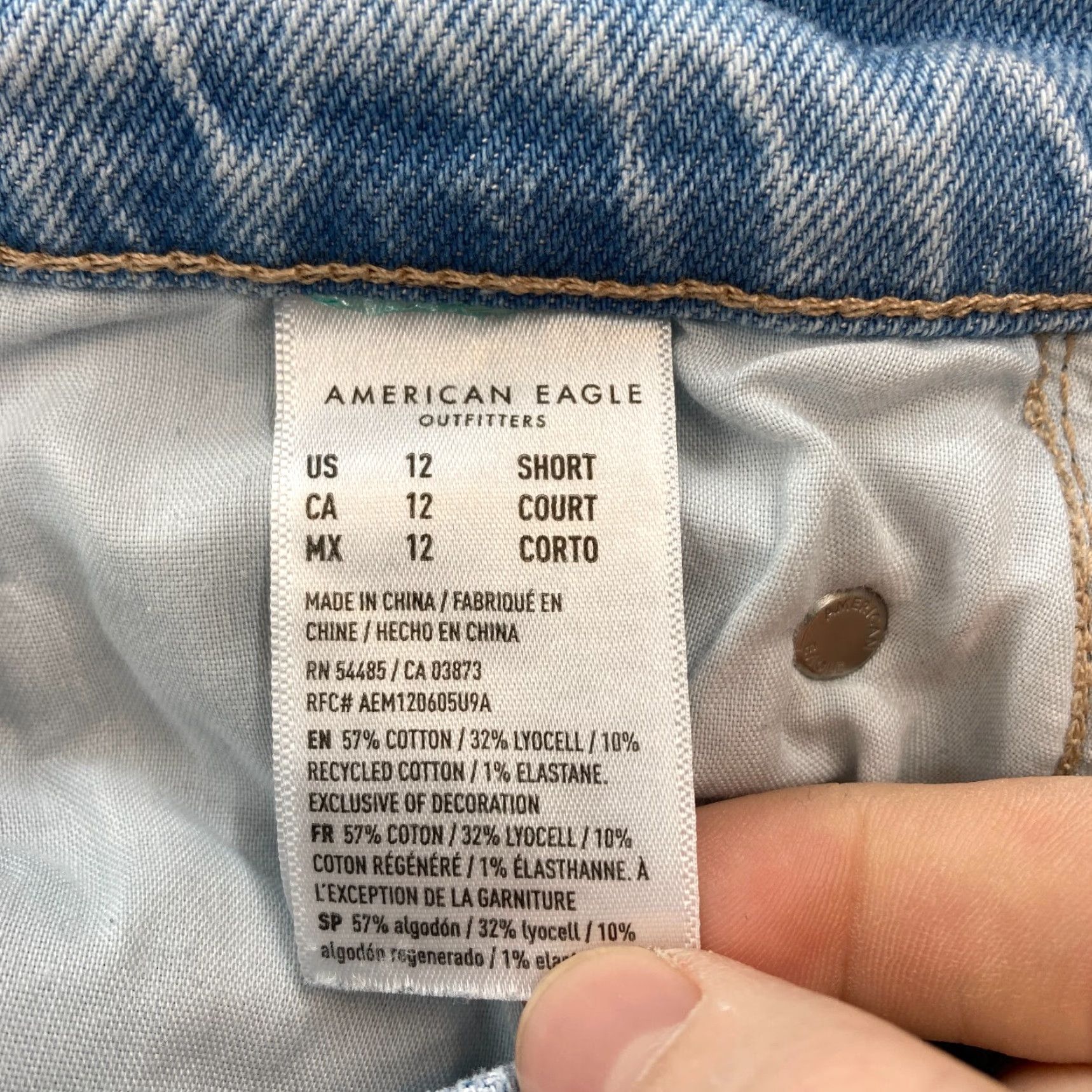 American Eagle Outfitters American Eagle Jeans Women's 12 Short Relaxed Straight Blue Denim Distressed Y2K Jeans Size 34" / US 12 / IT 48 - 7 Thumbnail