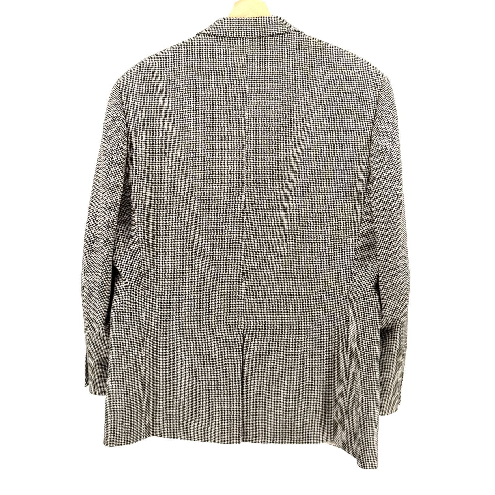 Ralph Lauren Black Tan Houndstooth Silk Wool Menswear Blazer Size 44R - 4 Thumbnail