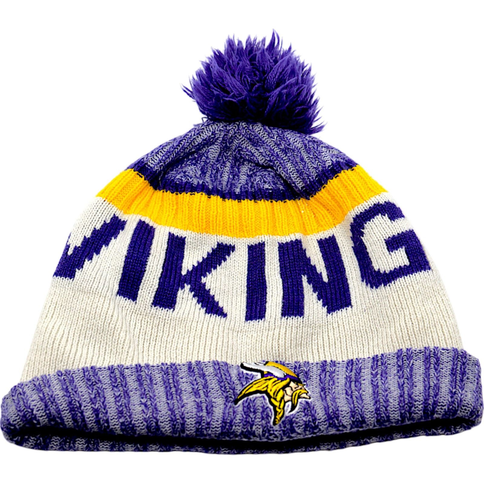 NFL × New Era Minnesota Vikings New Era NFL Winter Pom Cuffed Beanie Hat Size ONE SIZE - 1 Thumbnail