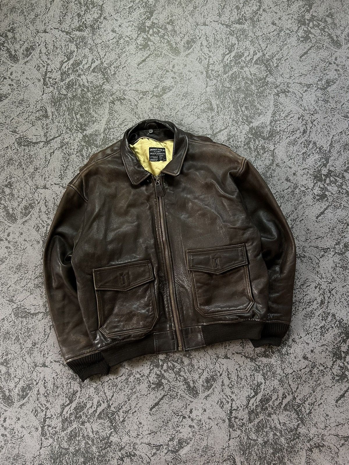 着丈身幅肩幅AVIREX U.S.A G-1Type leather jacket