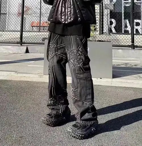 Japanese Brand Black heavyweight street hip hop bootcut jeans Size US 32 / EU 48 - 1 Thumbnail