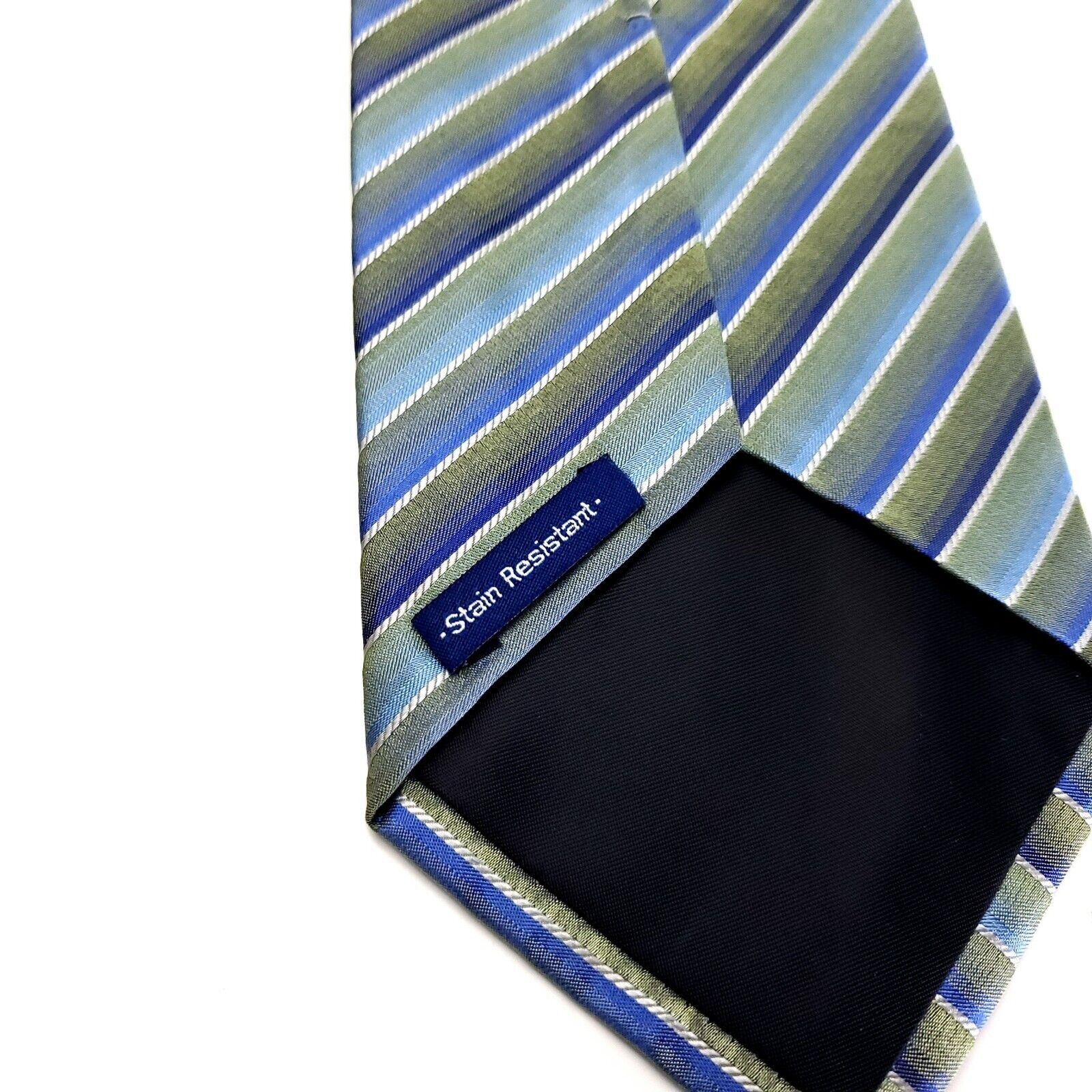 John Ashford John Ashford Silk Tie Green Blue Striped Woven Size ONE SIZE - 4 Thumbnail