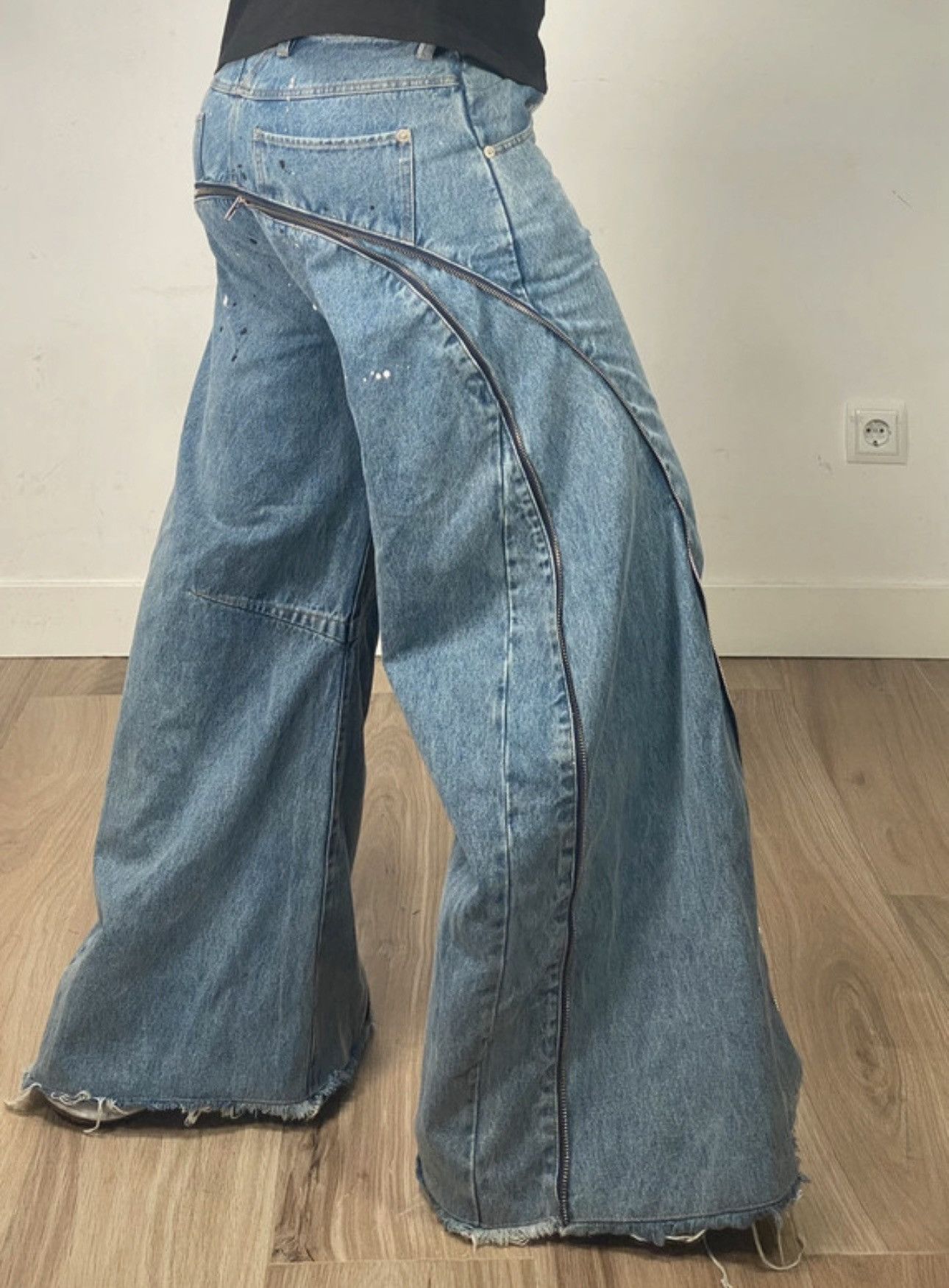 Japanese Brand Paynestar Heroin Zip Baggy Flared Denim Pants Bolan Size US 32 / EU 48 - 2 Thumbnail