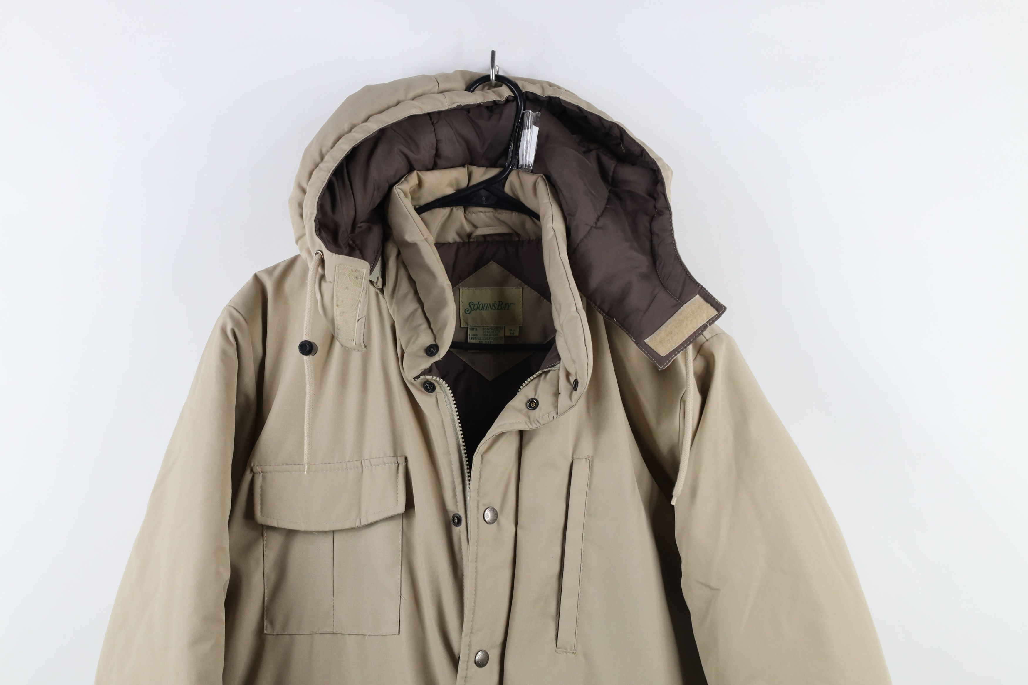 Vintage Vintage 90s Streetwear Hooded Puffer Parka Jacket Tan Size US M / EU 48-50 / 2 - 2 Thumbnail