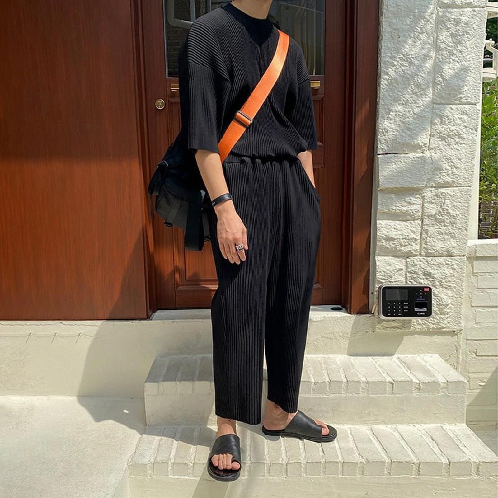 Vintage Oversized Pleated Tee / Pants Set– Minimal Street Style Size US M / EU 48-50 / 2 - 7 Thumbnail