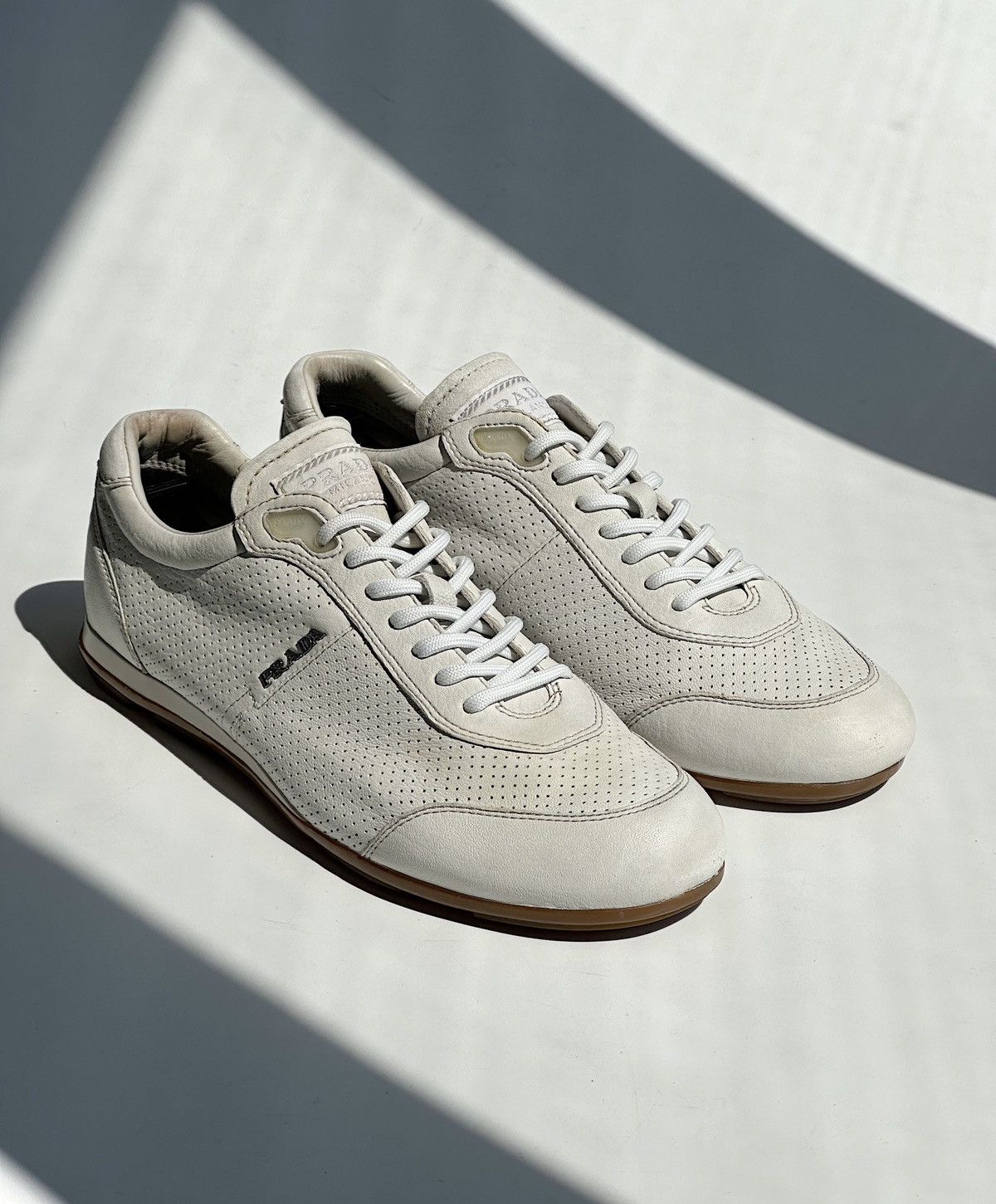 靴 archive prada leather sneaker y2k PRADA Logo Leather Sneakers sport y2k grunge archive