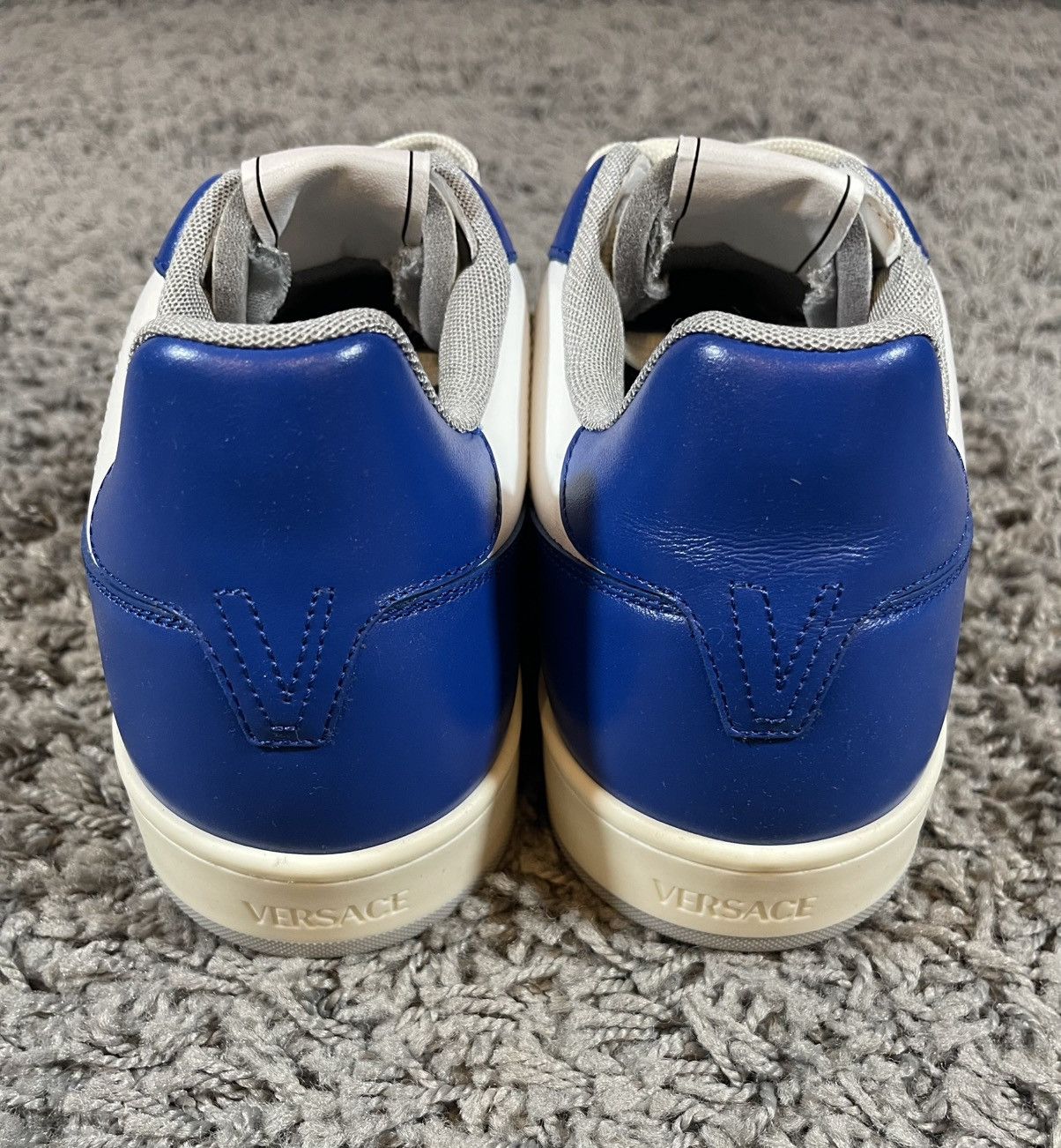 Versace Versace Medusa Logo Leather Sneakers White Blue Size US 8.5 / EU 41-42 - 7 Thumbnail