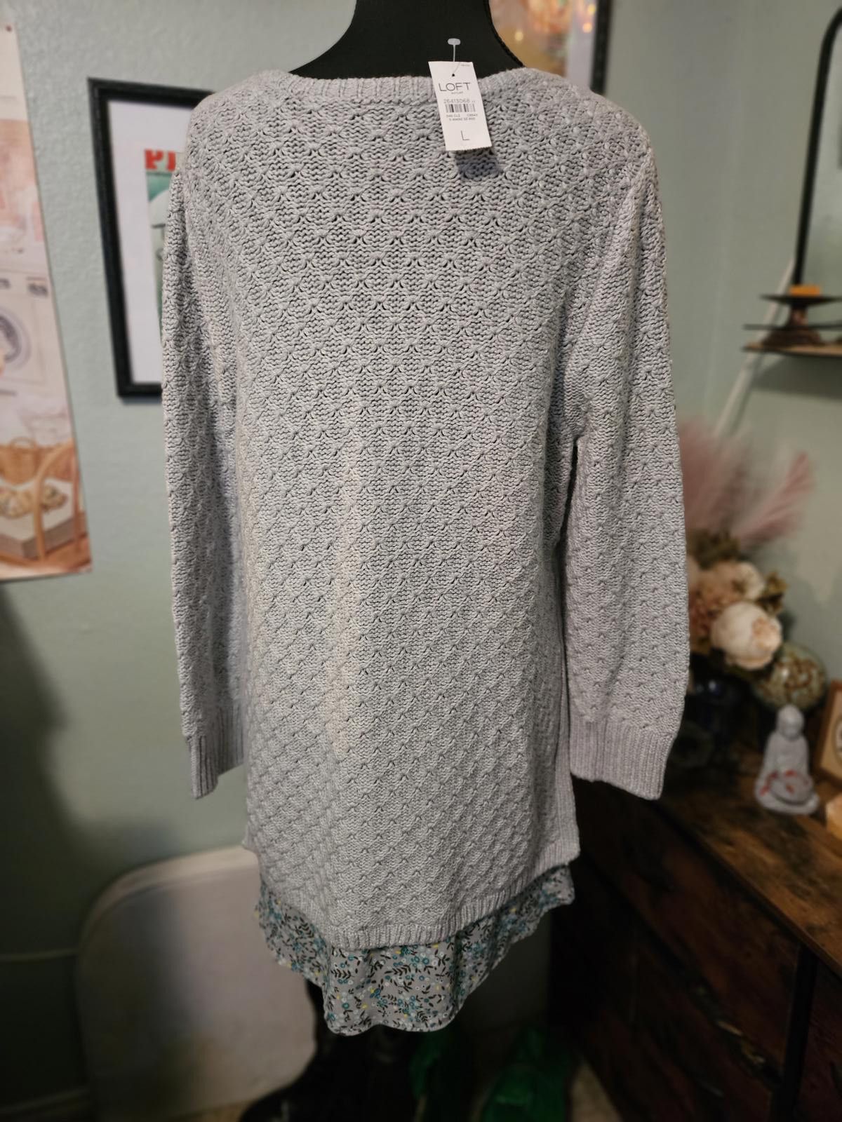 Designer Loft, NWT, Knit sweater, gray, womens large Size L / US 10 / IT 46 - 1 Thumbnail