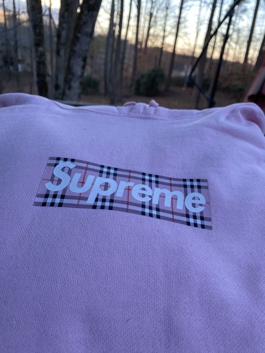 Supreme Supreme Burberry Box Logo Hoodie Pink Hooded Sweatshirt