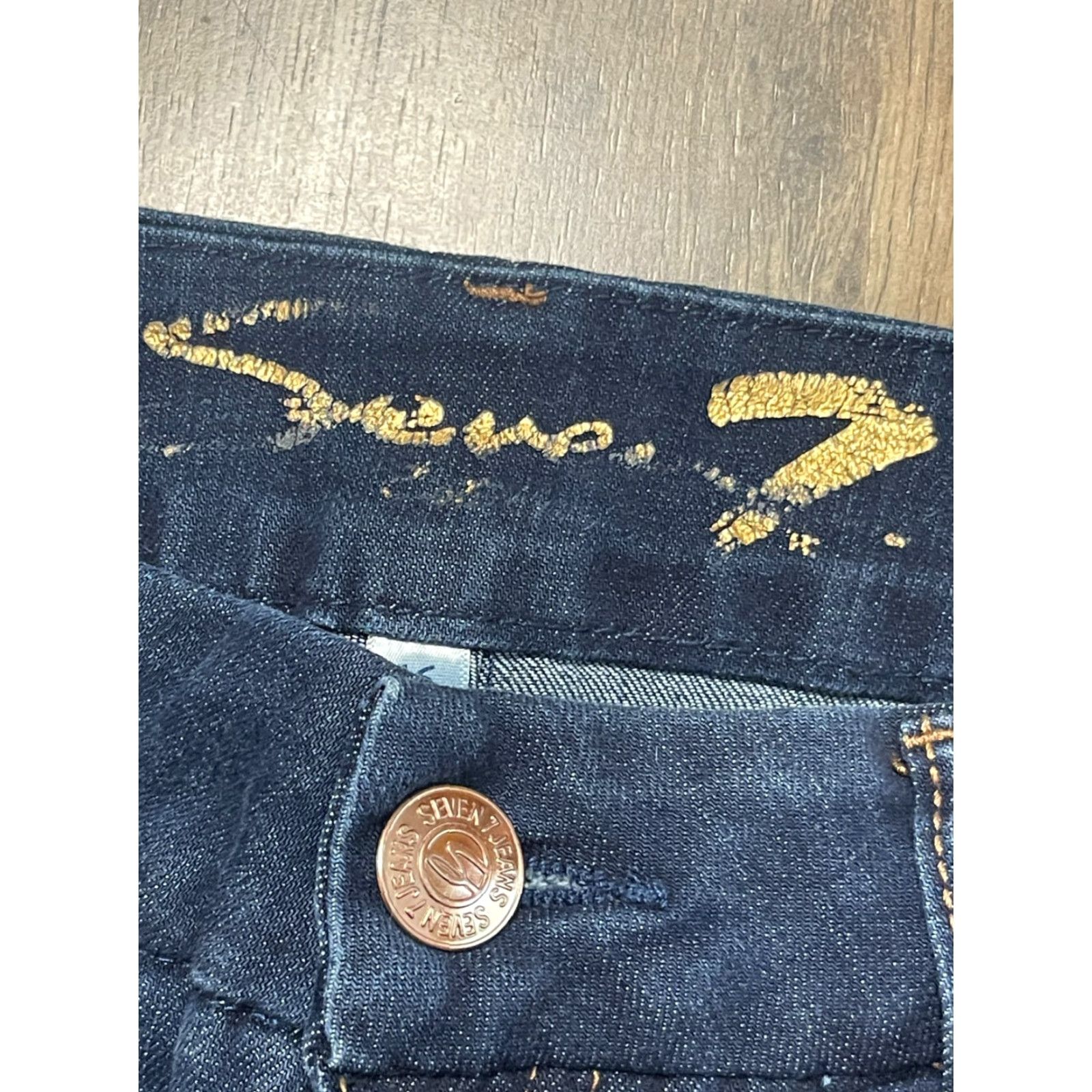 Vintage Seven7 Jeans Women's 16 Blue Denim Tummy Less High Rise Skinny Jeans Regular Inseam 29 in Dark Wash Womens Size 38" / US 16 / IT 52 - 5 Thumbnail