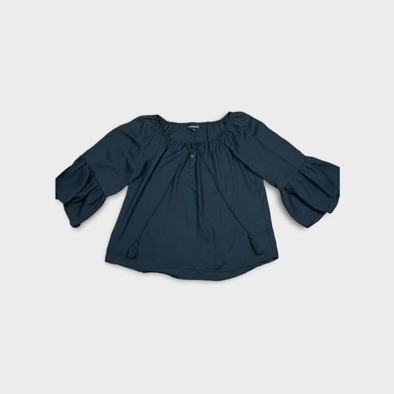 Vintage My Michelle | Vintage Y2K Black peasant top | Small Size S / US 4 / IT 40 - 9 Thumbnail