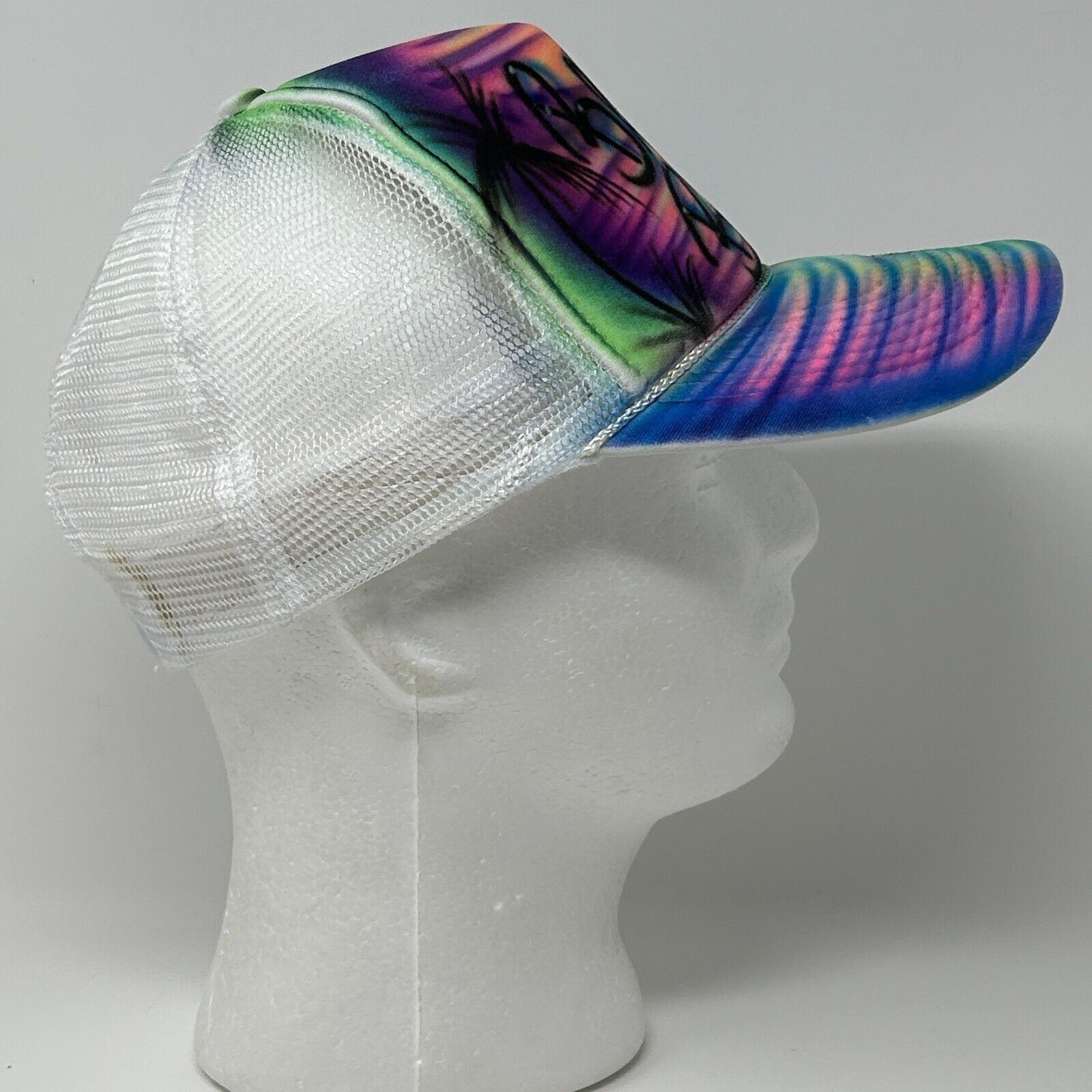 Otto Hand Airbrushed Beach Babe Trucker Hat Baseball Cap White Size ONE SIZE - 8 Thumbnail