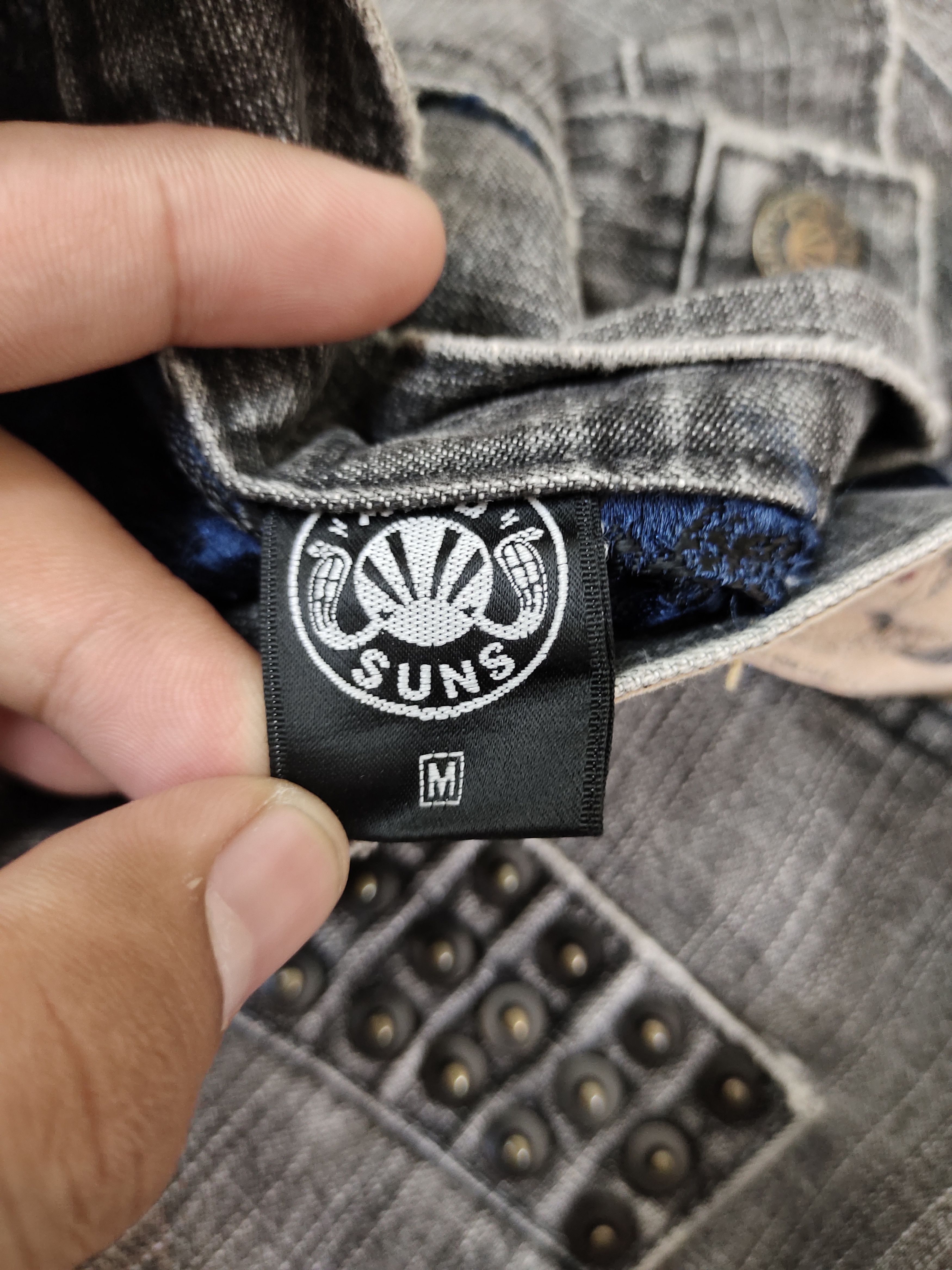 Comme des Garcons × Undercover And Suns Japan Studded Pocket Faded Black Denim Jeans Size US 32 / EU 48 - 16 Thumbnail