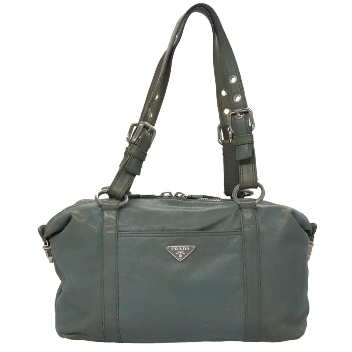 Prada Grey Leather Shoulder Bag (Pre-Owned) Size ONE SIZE - 1 Thumbnail
