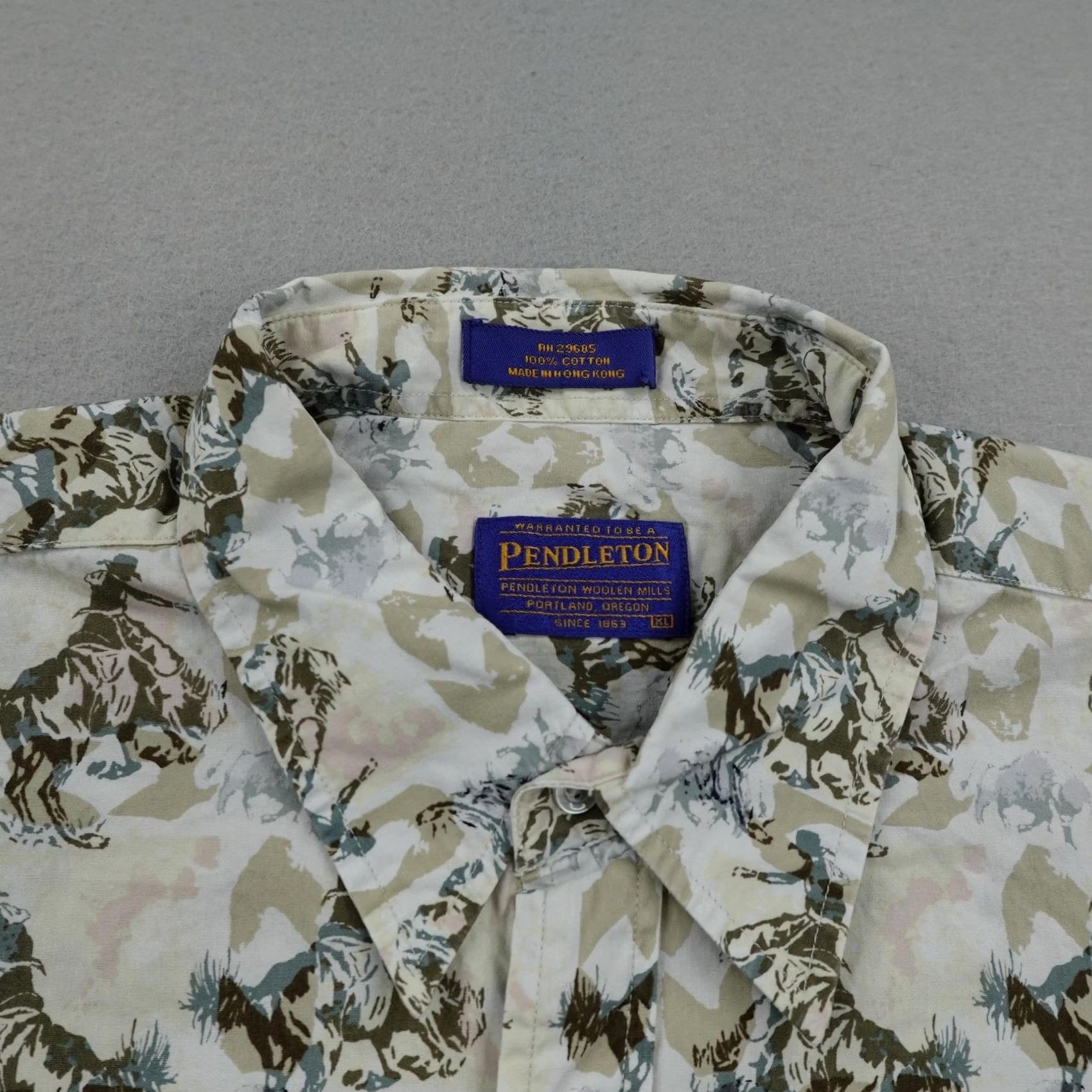 Pendleton VINTAGE Pendleton Shirt Mens XL Beige Western Pearl Snap Rodeo Bucking Horse Size US XL / EU 56 / 4 - 2 Thumbnail