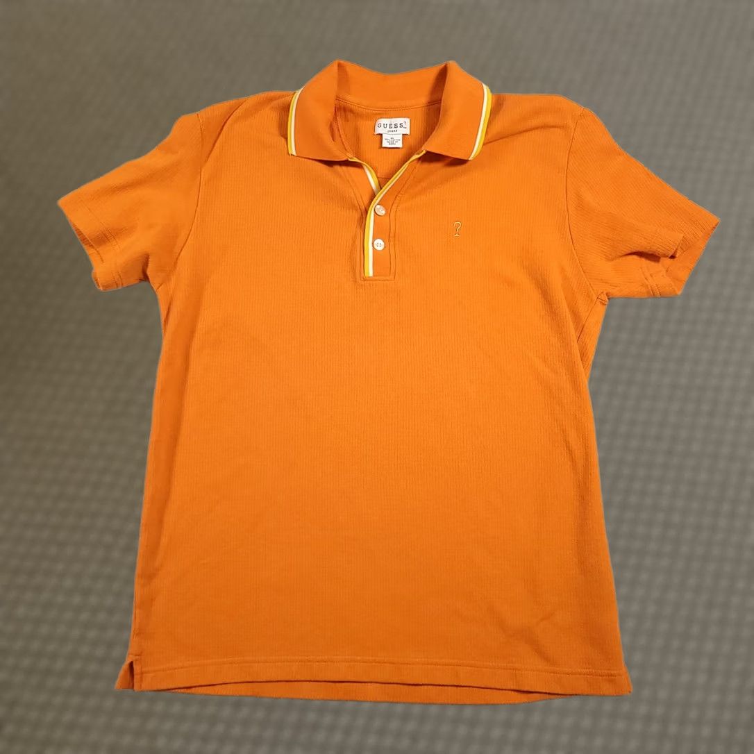 Guess VINTAGE Guess Jeans Polo Shirt Mens XL Orange Yellow Trim 100% Cotton Embroidered Polo Casual Preppy 90s Mens Size US XL / EU 56 / 4 - 1 Thumbnail