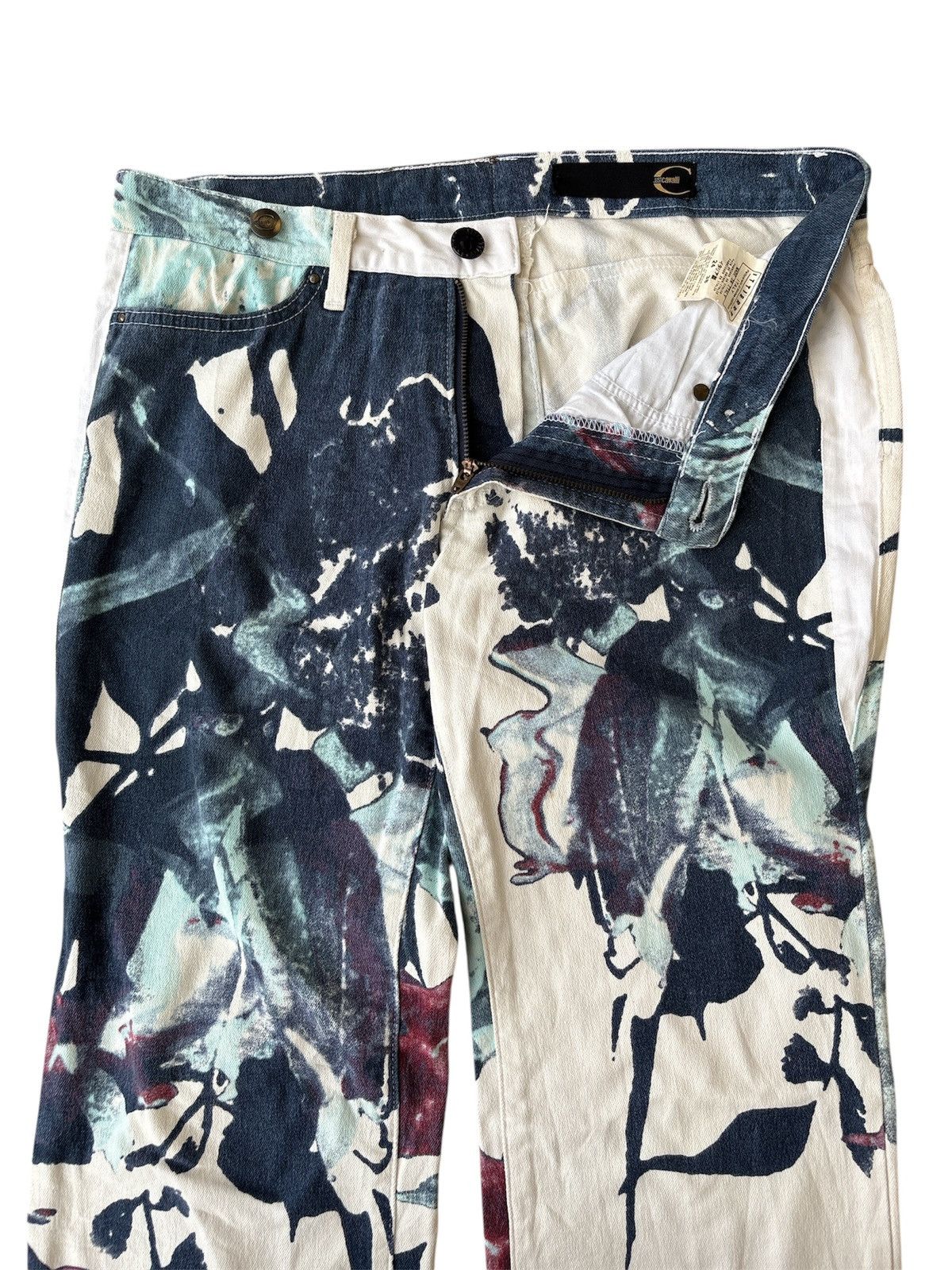 Roberto Cavalli 2000s Abstract Watercoloured Print Pants Size US 32 / EU 48 - 3 Thumbnail