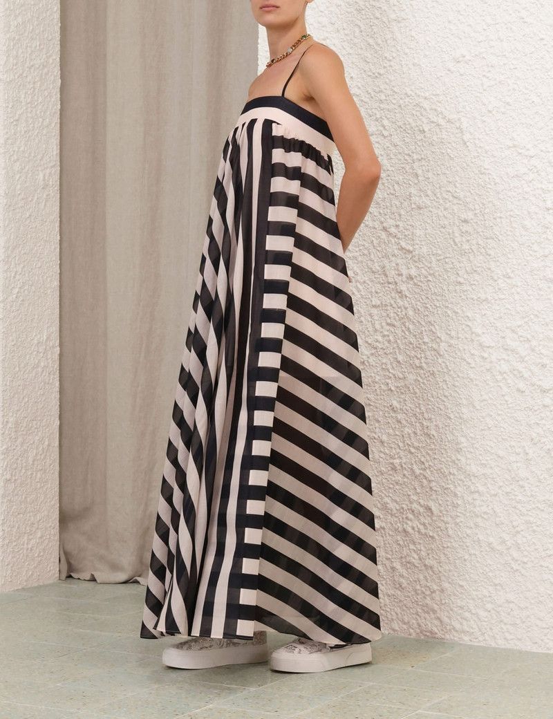Zimmermann oc11z0126 Maxine Stripe Maxi Dress in Black/Cream Size L / US 10 / IT 46 - 8 Thumbnail