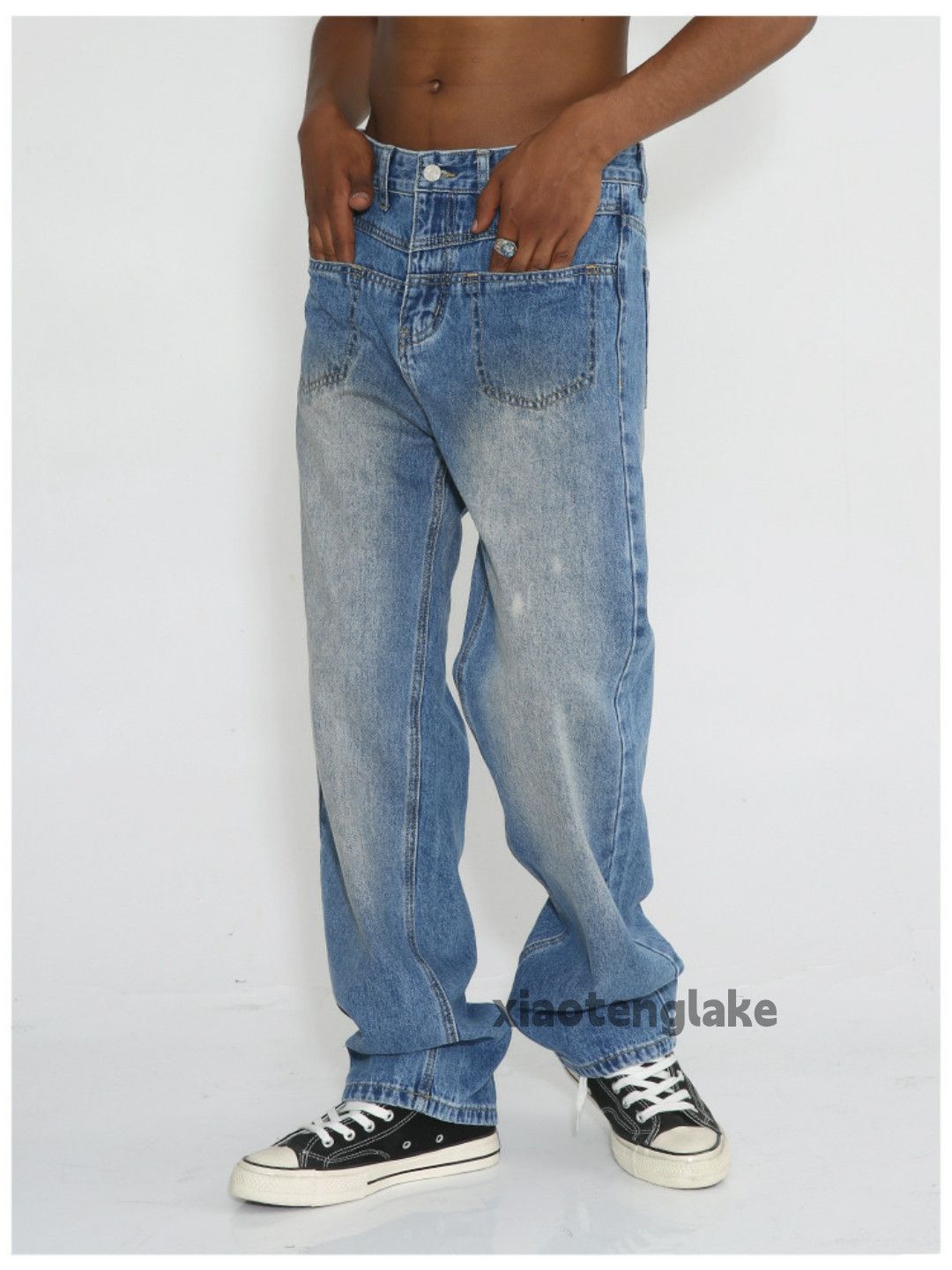 rusty washed faded skate hiphop utility jeans