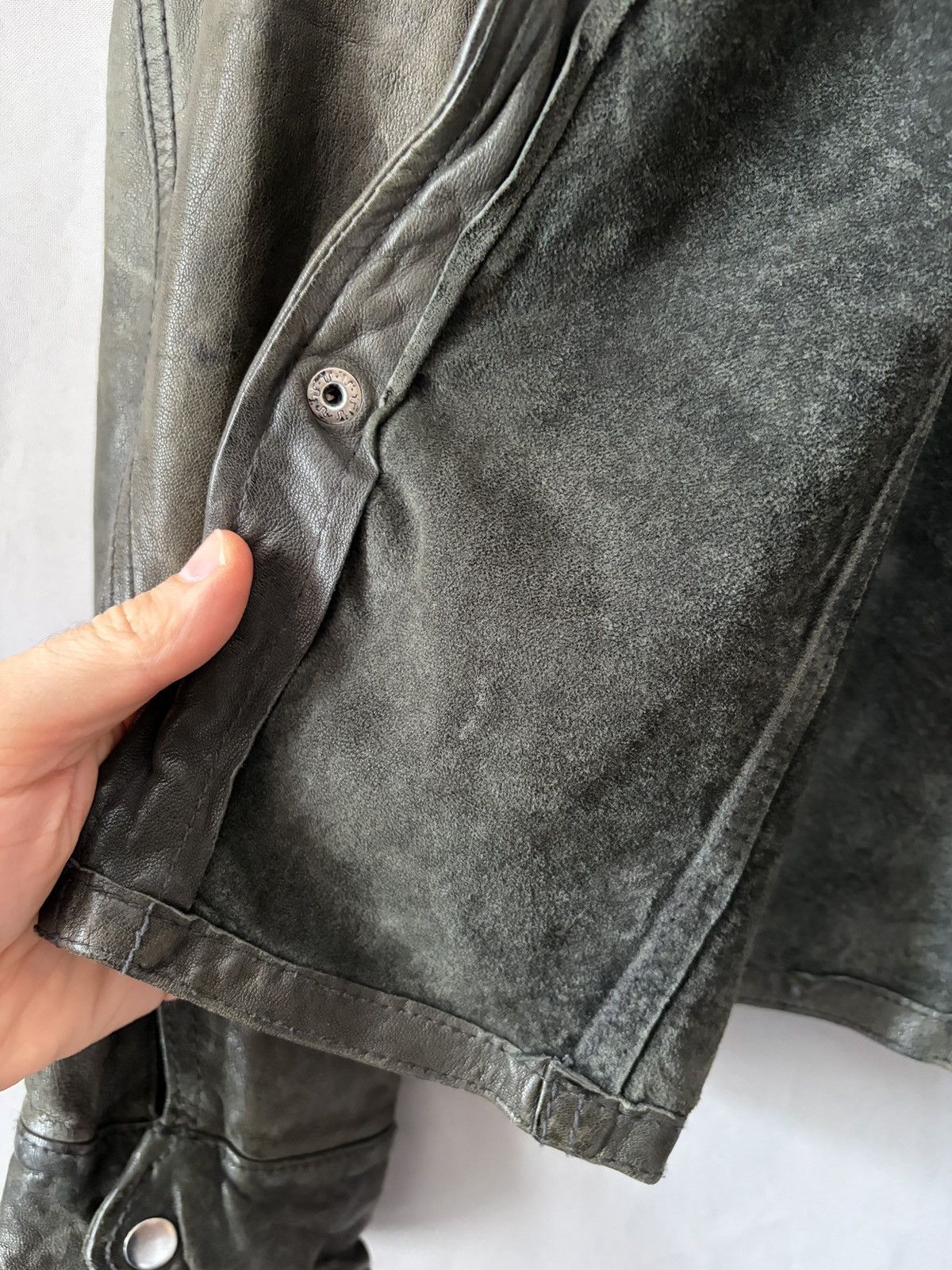 Allsaints Allsaints Wrinkled Lamb Leather Jacket Elephant Gray/Brown Size US L / EU 52-54 / 3 - 20 Thumbnail
