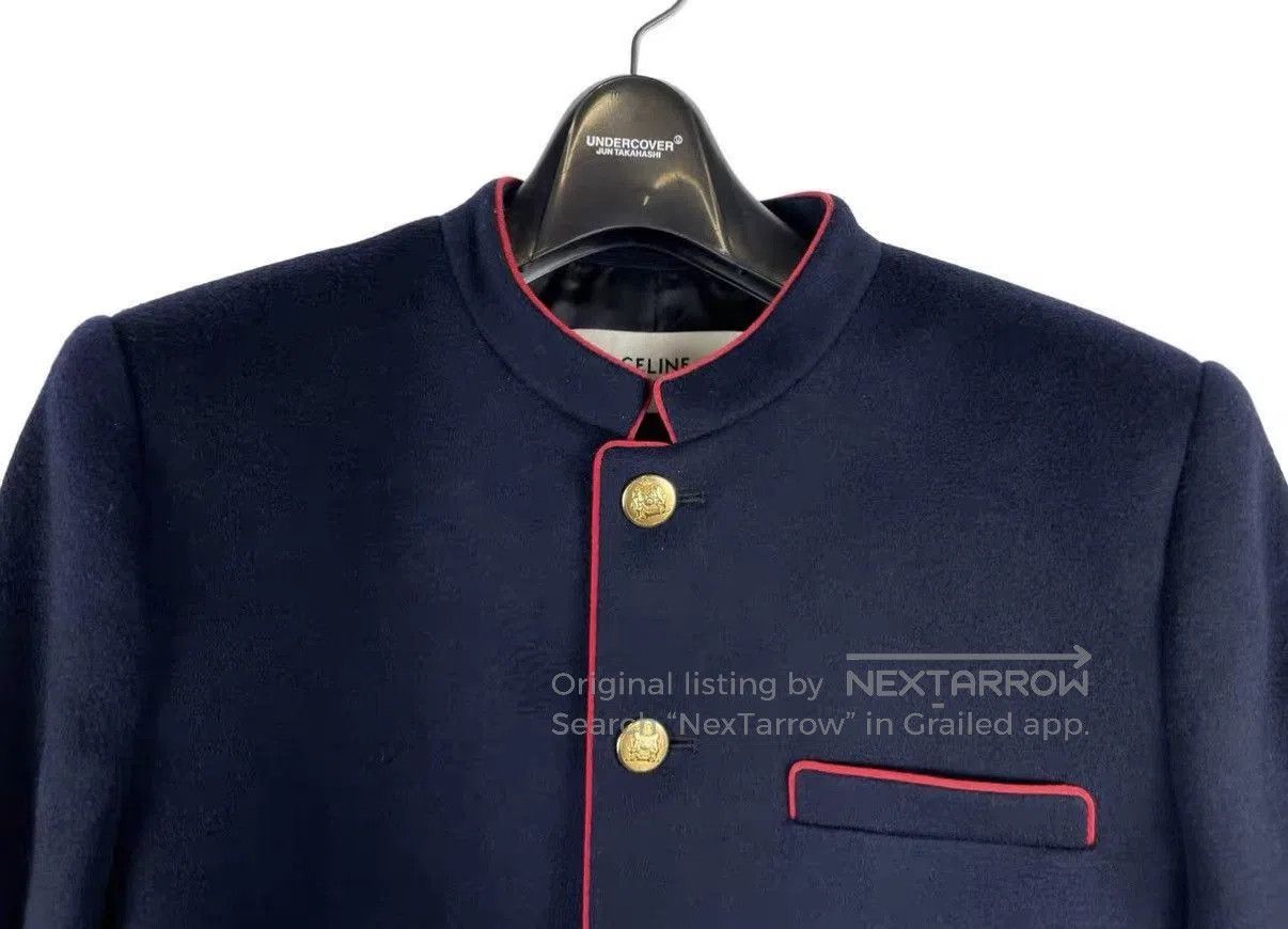 Celine Blue Structured Jacket with Gold Buttons and Red Trim. Size US XXS / EU 40 - 3 Thumbnail
