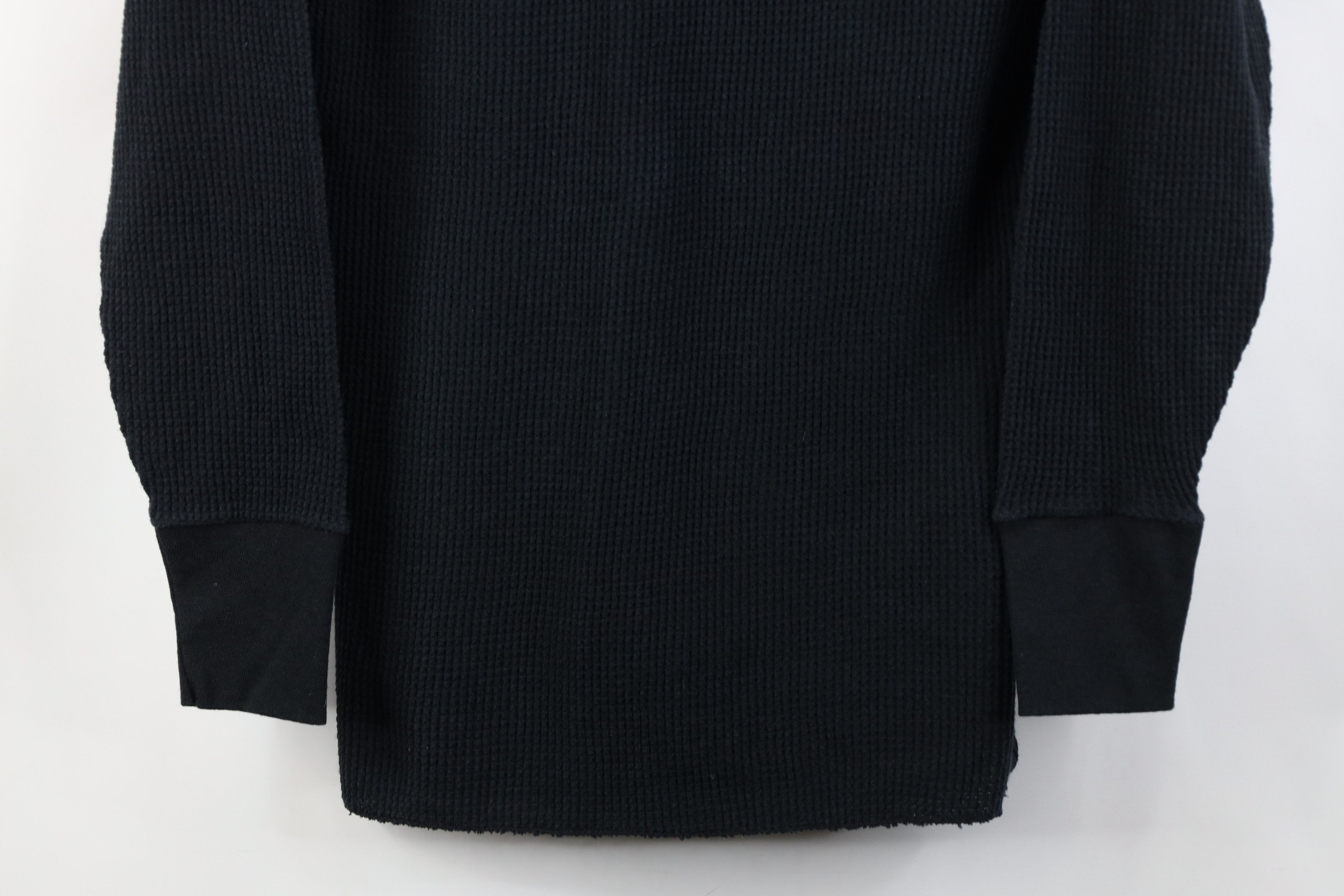 Vintage Vintage 90s Y2K Streetwear Waffle Knit Henley T-Shirt Black Size US M / EU 48-50 / 2 - 3 Thumbnail