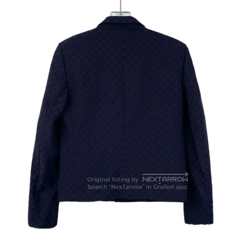Gucci Gucci Dark blue checkerboard wool lapel single-breasted lo Size S / US 4 / IT 40 - 2 Thumbnail