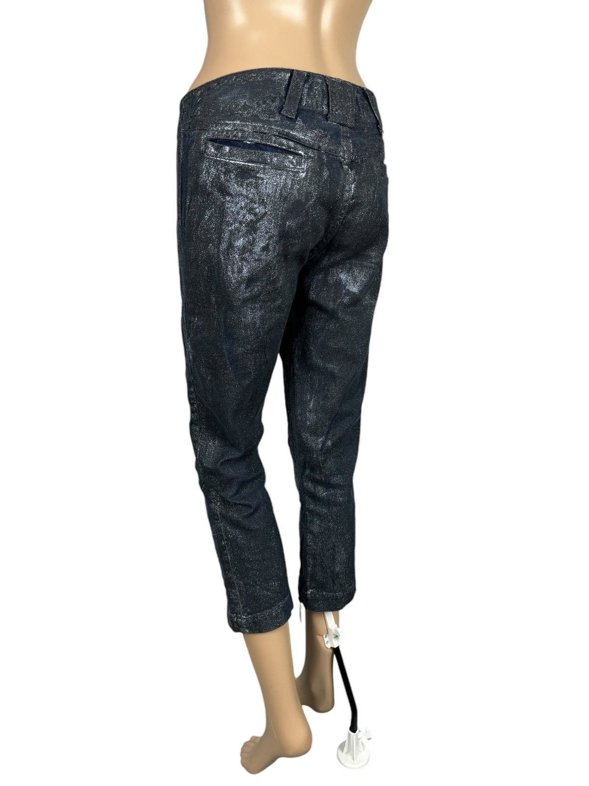 Just Cavalli × Vintage Just Cavalli Waxed Glitter Jeans Cropped Ankle Zip size 28 Size 28" / US 6 / IT 42 - 7 Thumbnail