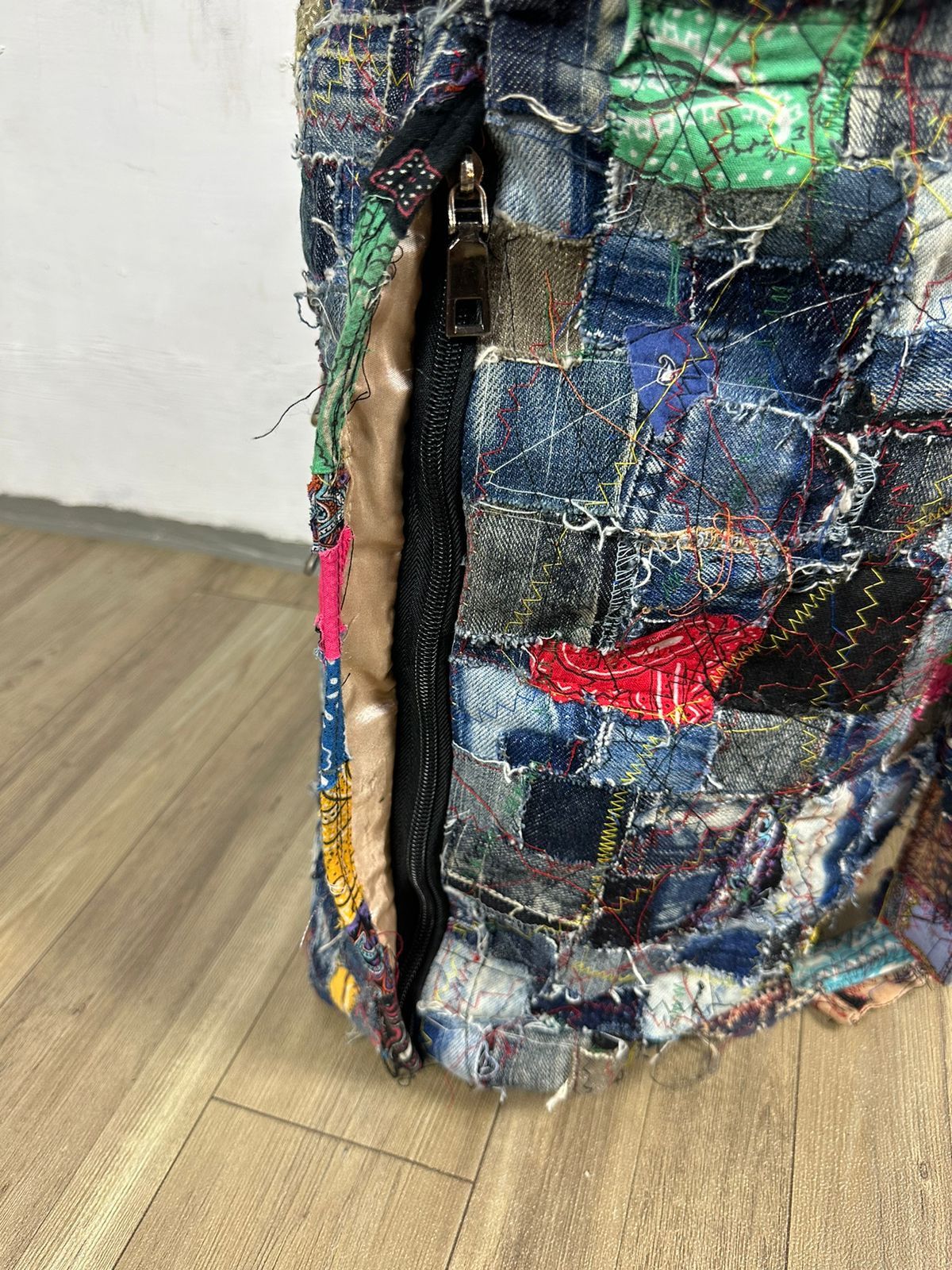 Other Custom Made Denim Paisley Patchwork Roll Top Backpack Size ONE SIZE - 4 Thumbnail