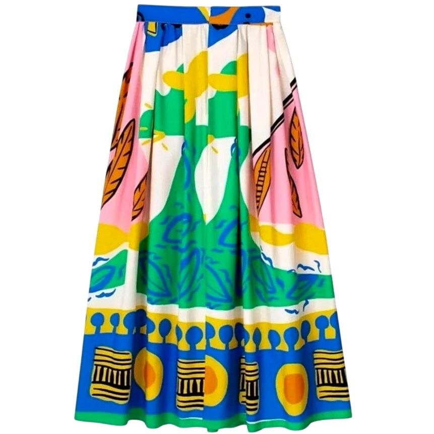 Other Commense Multicolor Abstract A-Line Midi Long Pleated Skirt Size 27" / US 4 / IT 40 - 3 Thumbnail