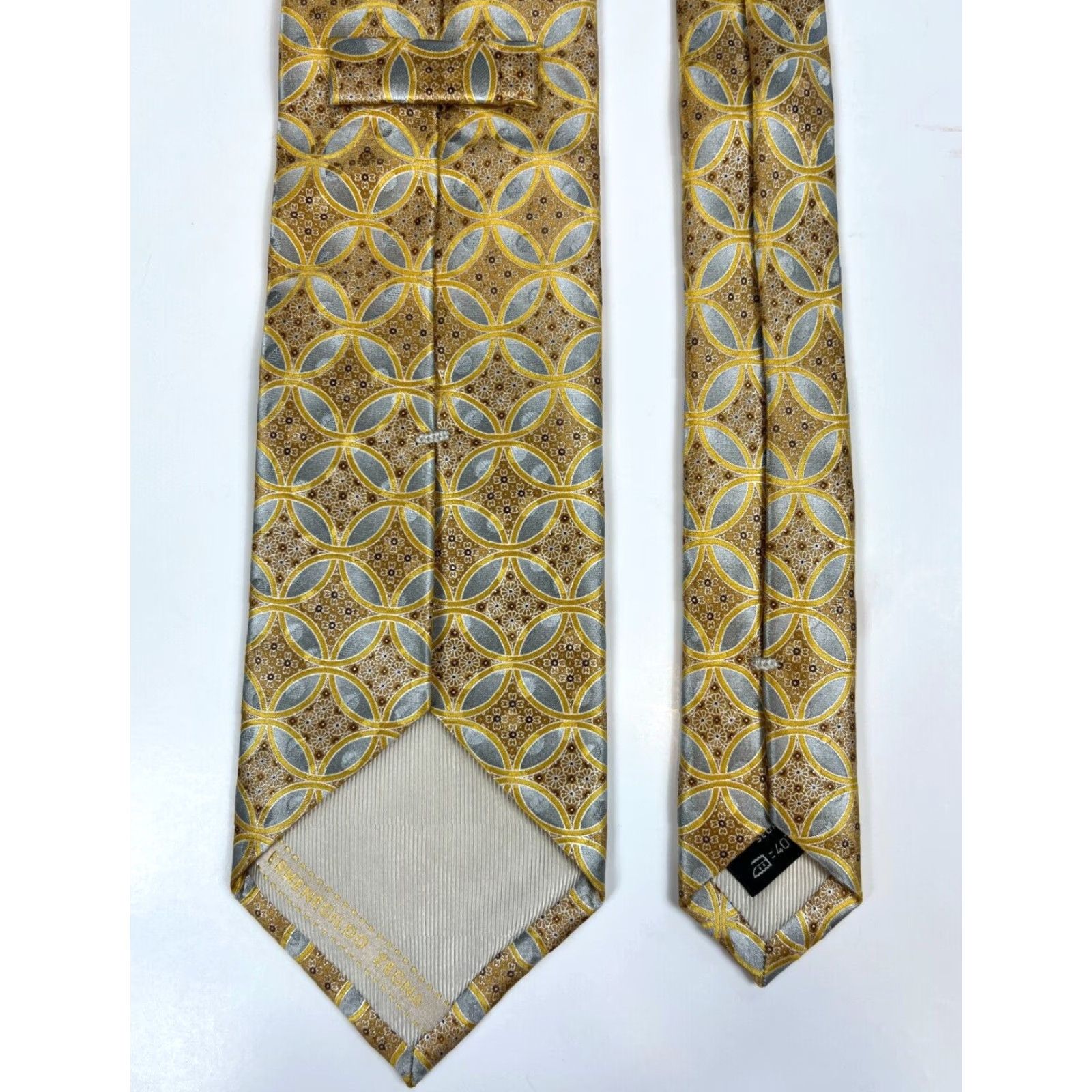 Ermenegildo Zegna Ermenegildo Zegna Men’s Luxury Silk Tie Foulard Made in Italy Gold 60.25" Long 3.5" Classic Width Size ONE SIZE - 7 Thumbnail