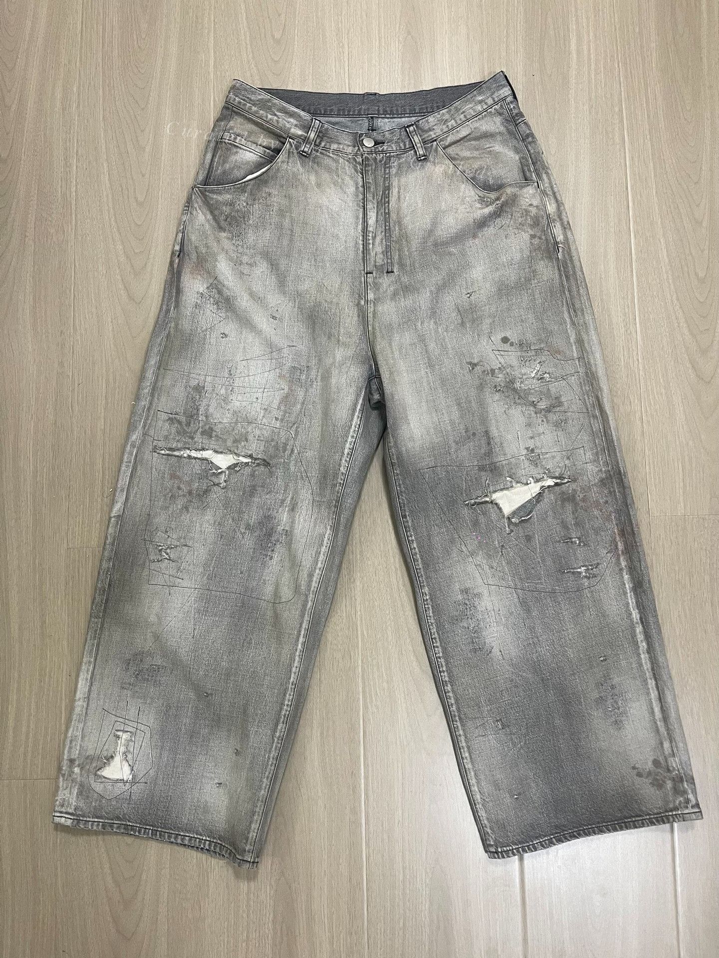 ANACHRONORM ANCELLM 25AW Distressed Washed Jeans Size US 34 / EU 50 - 1 Thumbnail