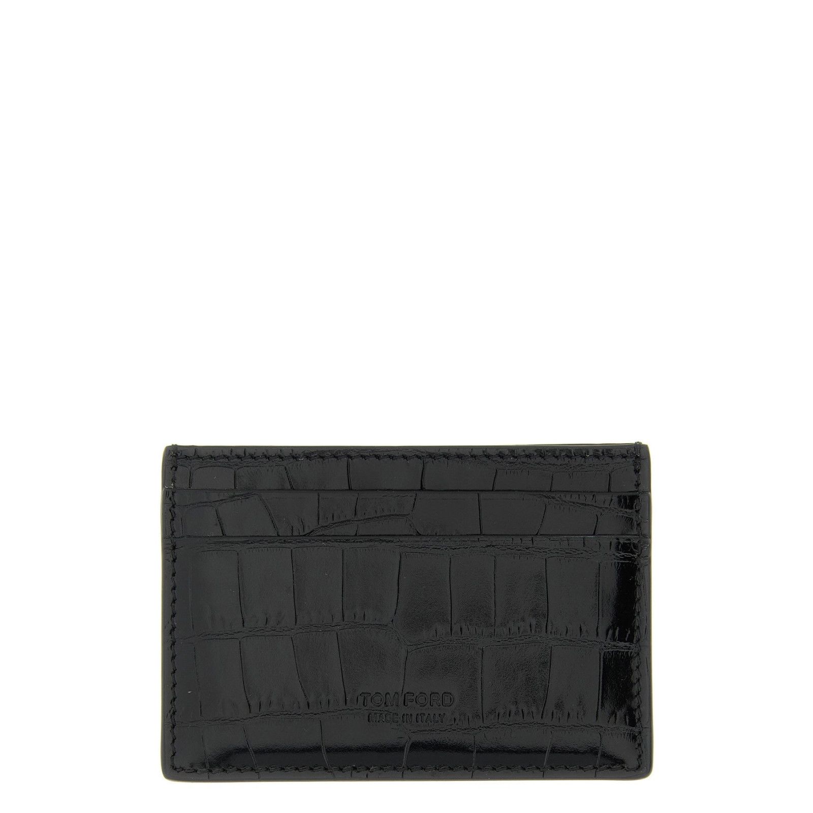 TOM FORD Black Embossed Leather Card Holder New & Authentic