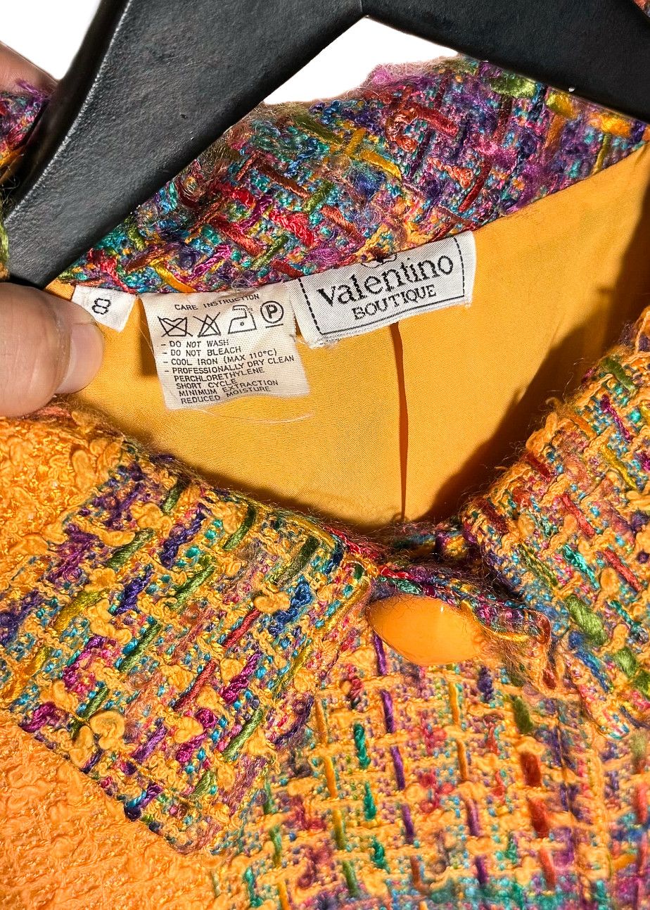 Valentino Valentino Boutique Vintage Orange Checkered Tweed Coat Size M / US 6-8 / IT 42-44 - 8 Thumbnail
