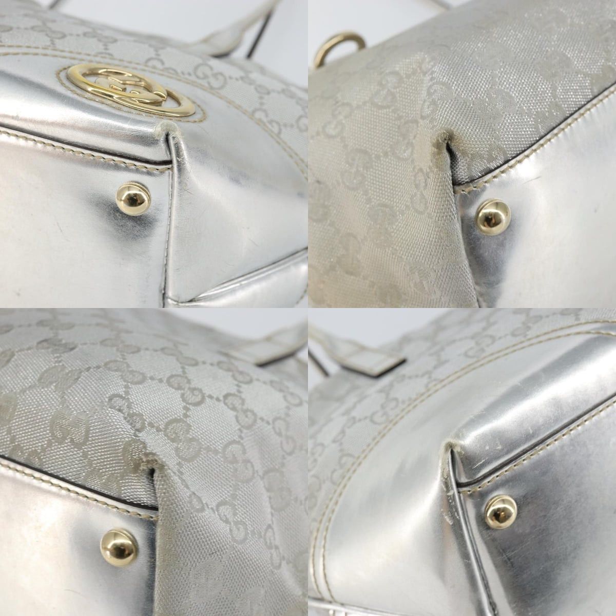 Gucci GUCCI GG Canvas Tote Bag Silver Gold Size ONE SIZE - 10 Thumbnail