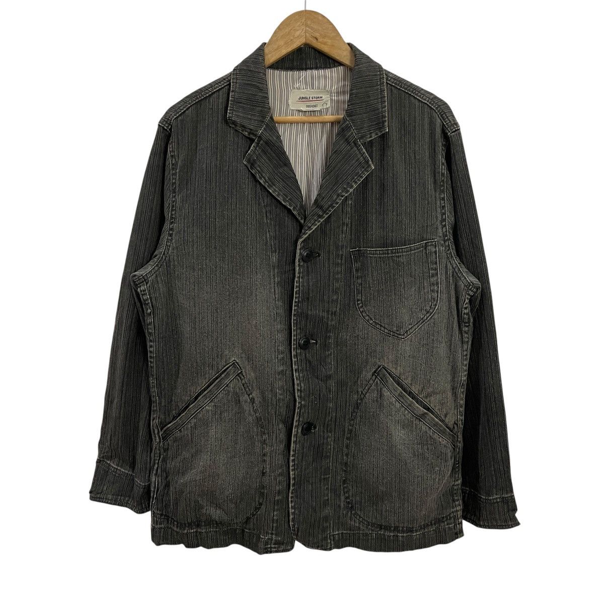 Japanese Brand Vintage Jungle Storm Stripe Denim Jacket Size US L / EU 52-54 / 3 - 1 Thumbnail