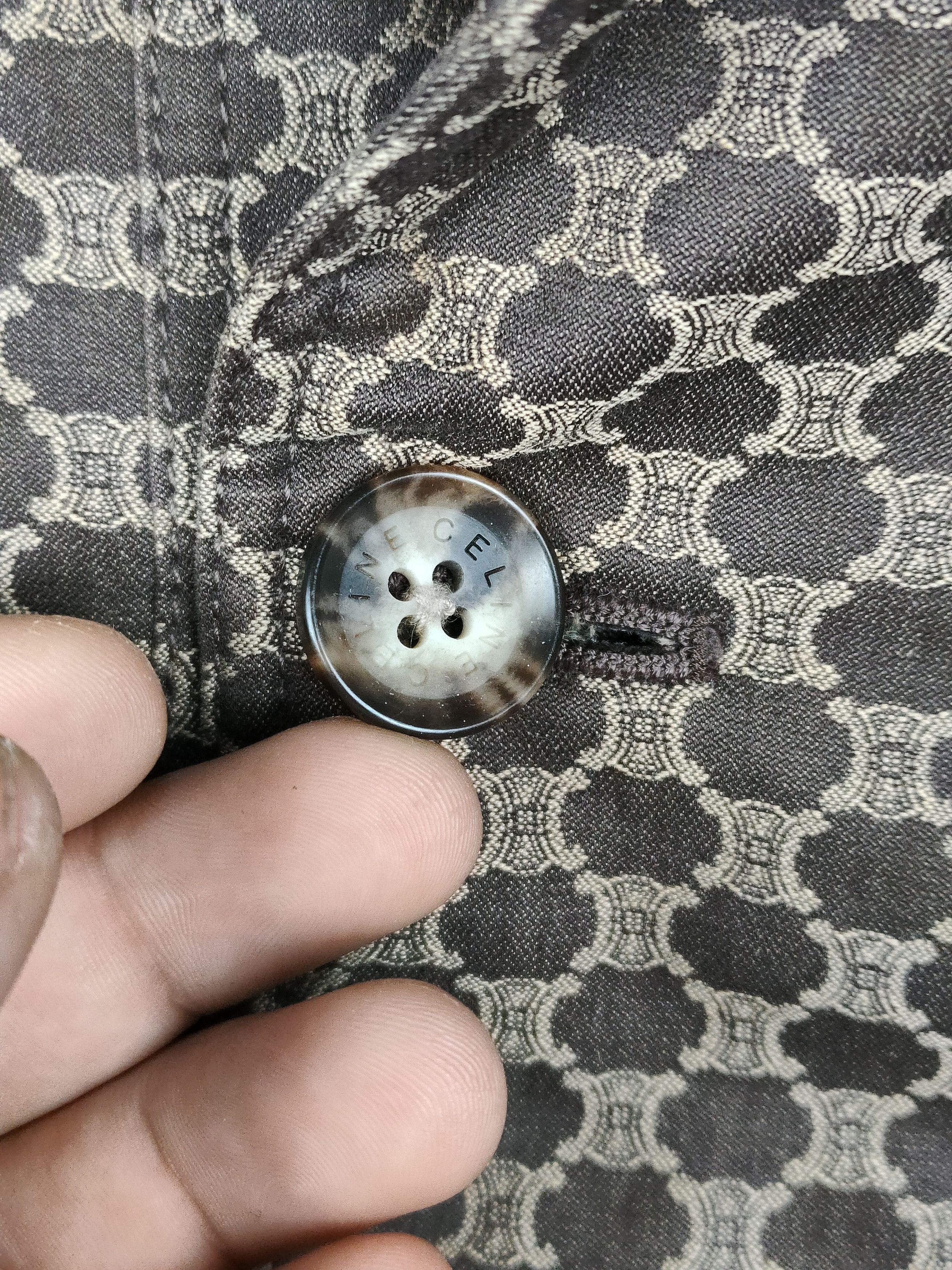 Celine Vtg Celine double-breasted coat monogram jacquard pattern Size XS / US 0-2 / IT 36-38 - 5 Thumbnail
