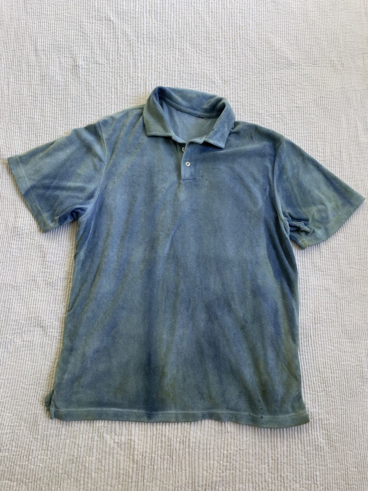 Indigo Indigo Schloppy Dyed Sun Faded Terry Cloth Polo Size US L / EU 52-54 / 3 - 1 Thumbnail