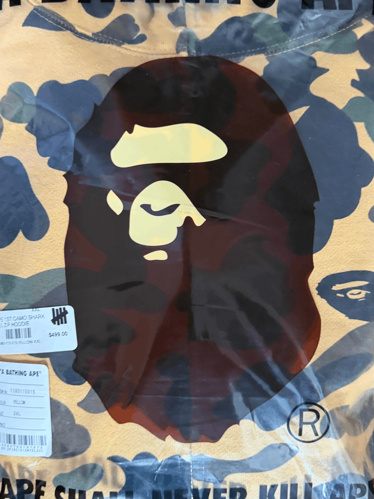 Bape BAPE 1st Camo Shark Full Zip Hoodie PONR Yellow XXL Size US XXL / EU 58 / 5 - 2 Thumbnail