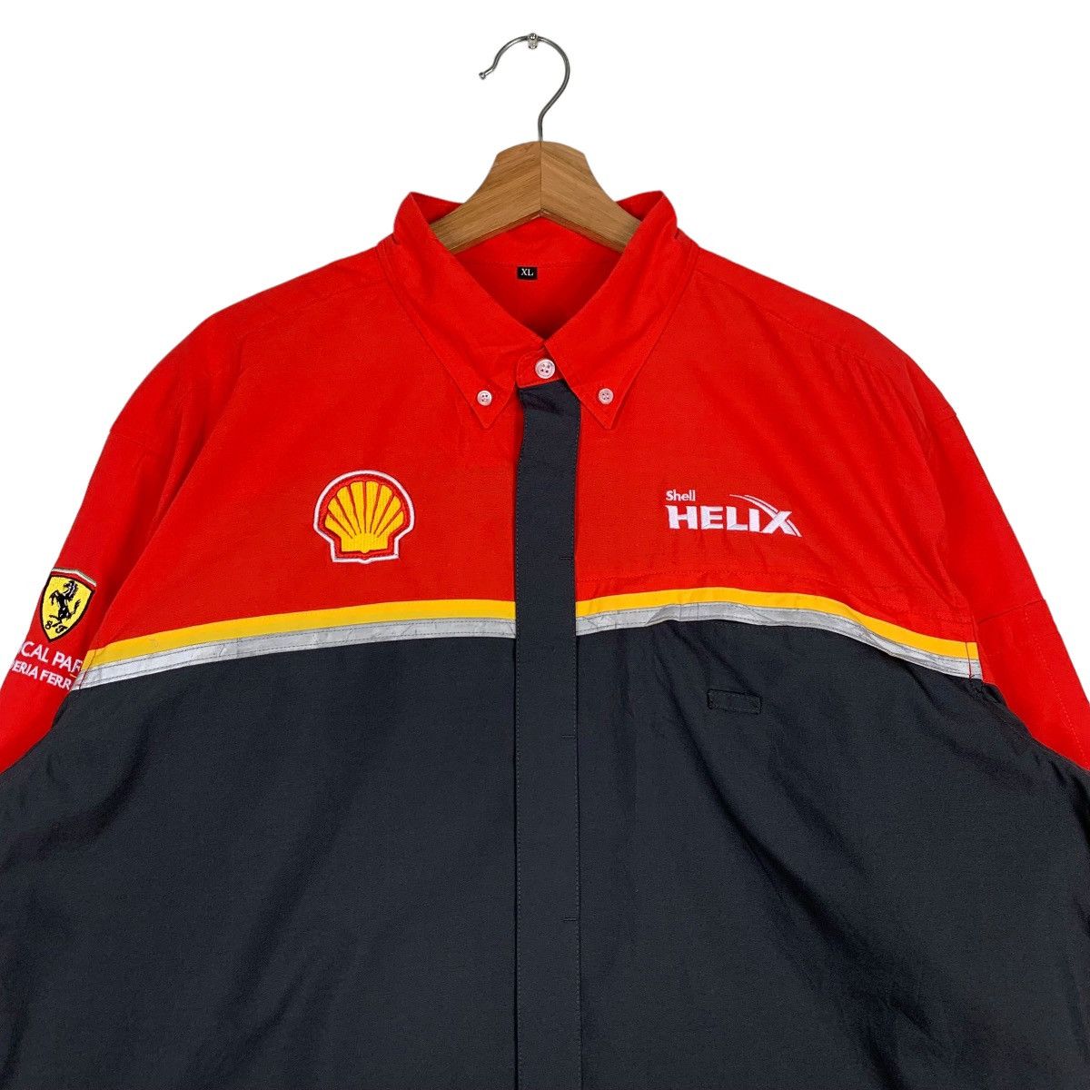 Other SHELL HELIX EMBROIDERY LOGO BUTTON UP SHIRT #0193-C10 Size US XL / EU 56 / 4 - 3 Thumbnail