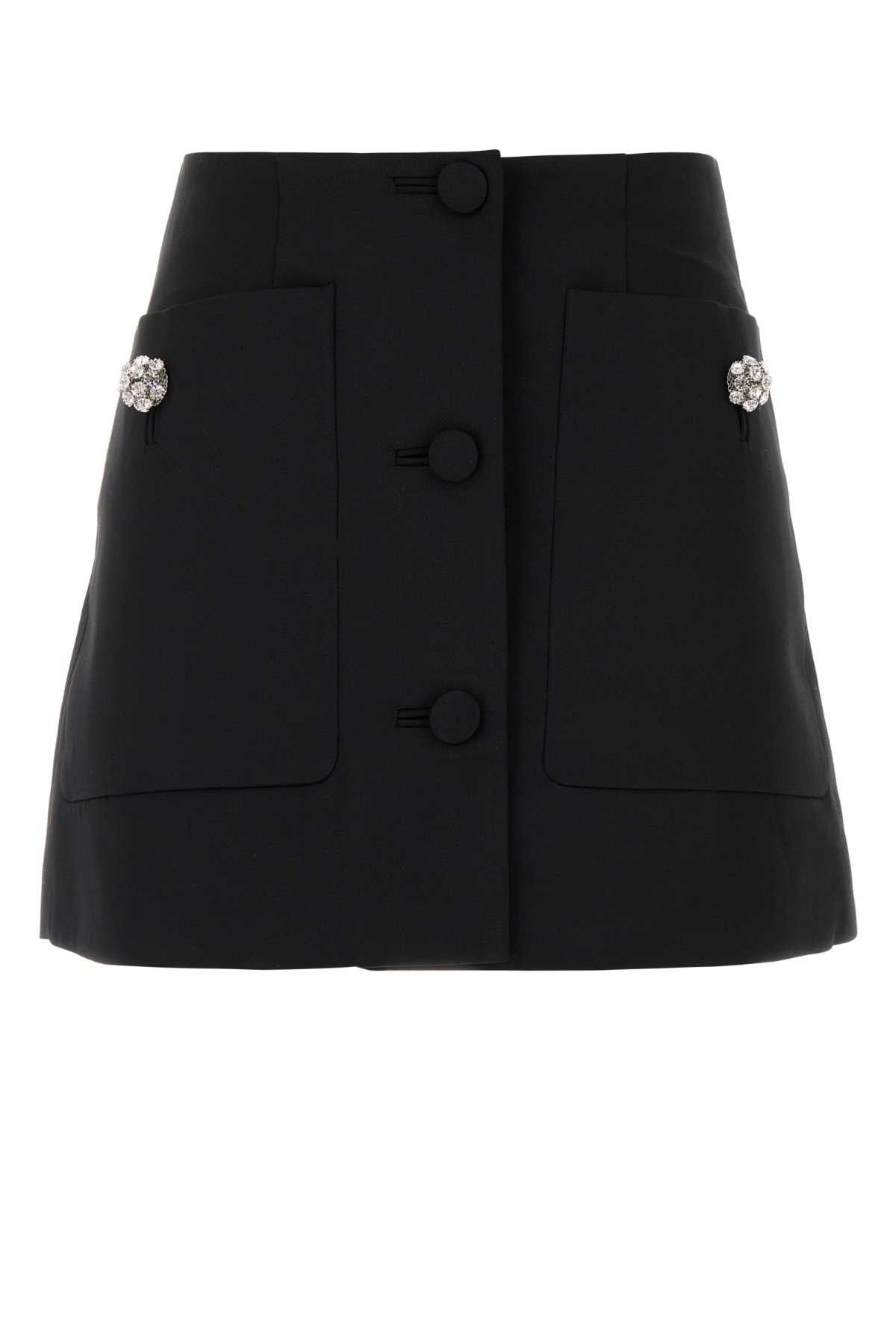 Prada Black Wool Mini Skirt Size 25" / US 0 / IT 36 - 1 Thumbnail