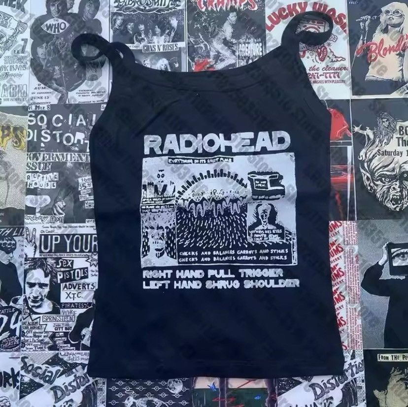 Vintage Radiohead Band Tee Shirt Aesthetic Baby Tee Crop Top Tank Size M / US 6-8 / IT 42-44 - 3 Thumbnail