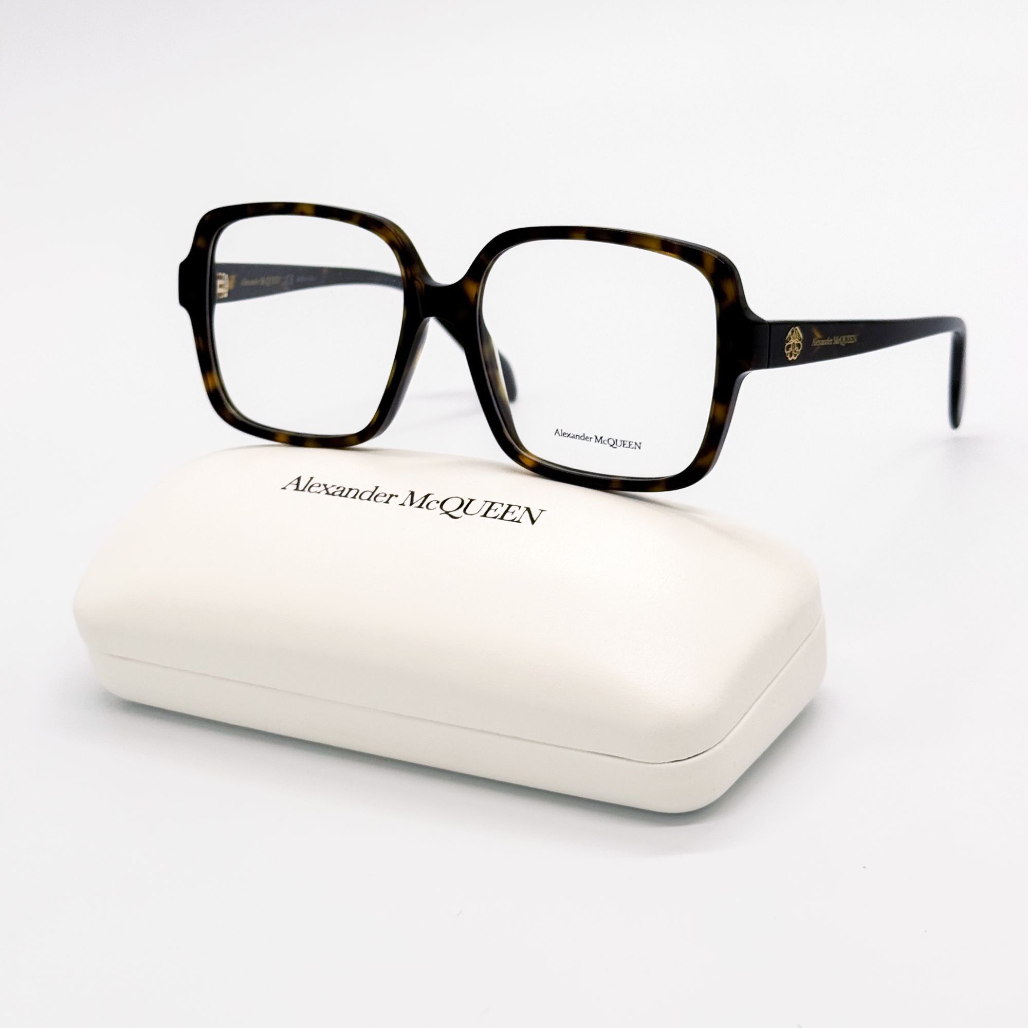 Alexander McQueen NEW ALEXANDER MCQUEEN EYEGLASSES AM0286O 002 SQUARE HAVANA W Size ONE SIZE - 1 Thumbnail