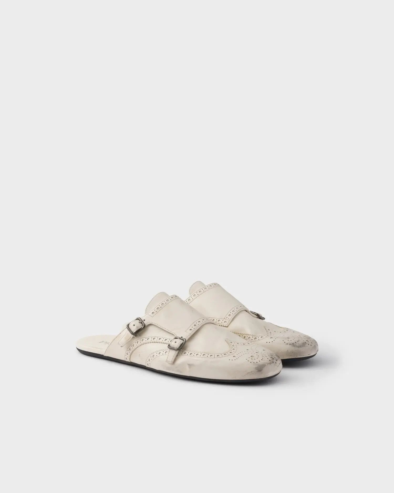 Prada o1w1db10426 Shuffle Antiqued Double Monk Strap Mules Size US 7 / EU 40 - 2 Thumbnail