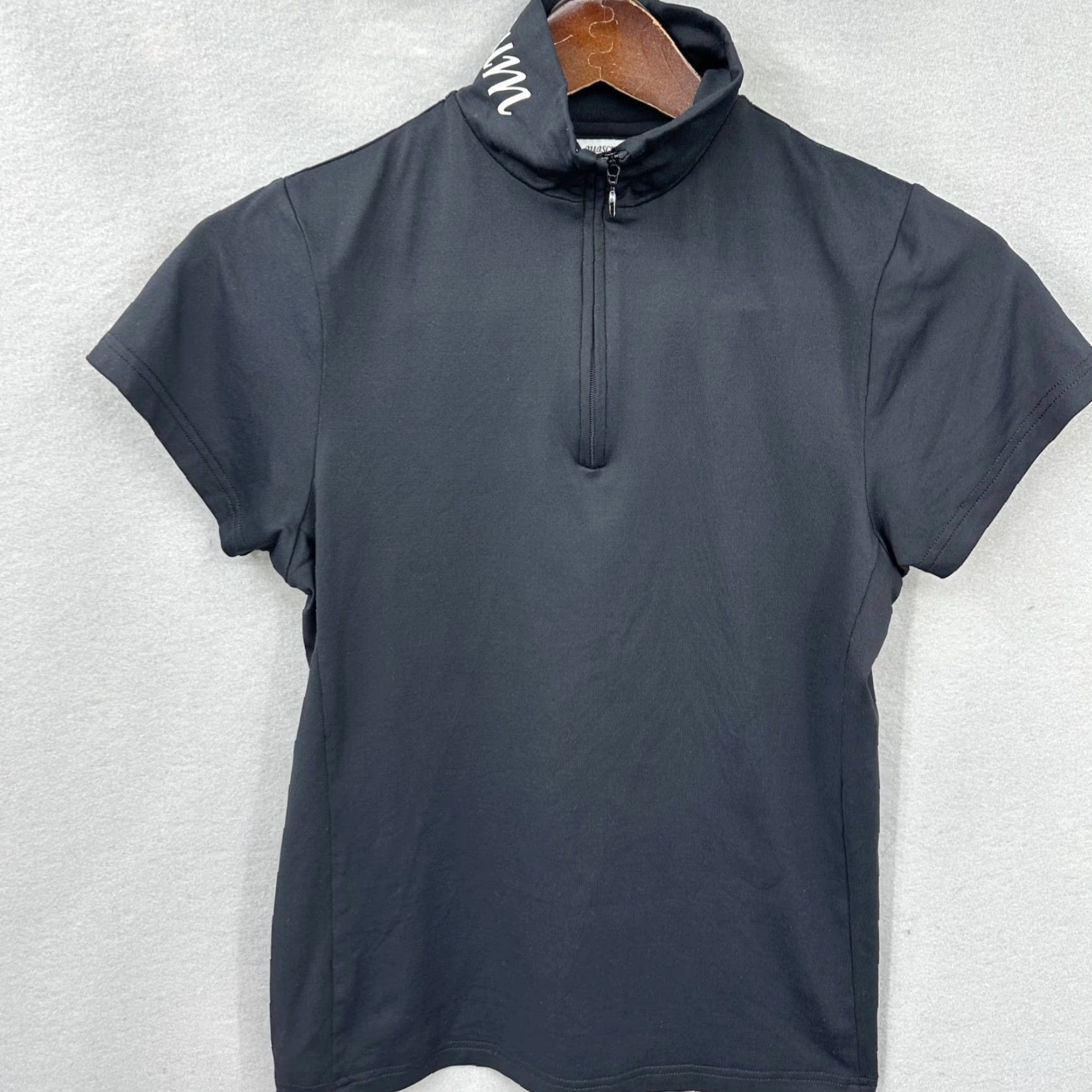 Aquascutum Aquascutum London Shirt Womens Small Athetic Black Logo High Neck Zip Front READ Size S / US 4 / IT 40 - 2 Thumbnail